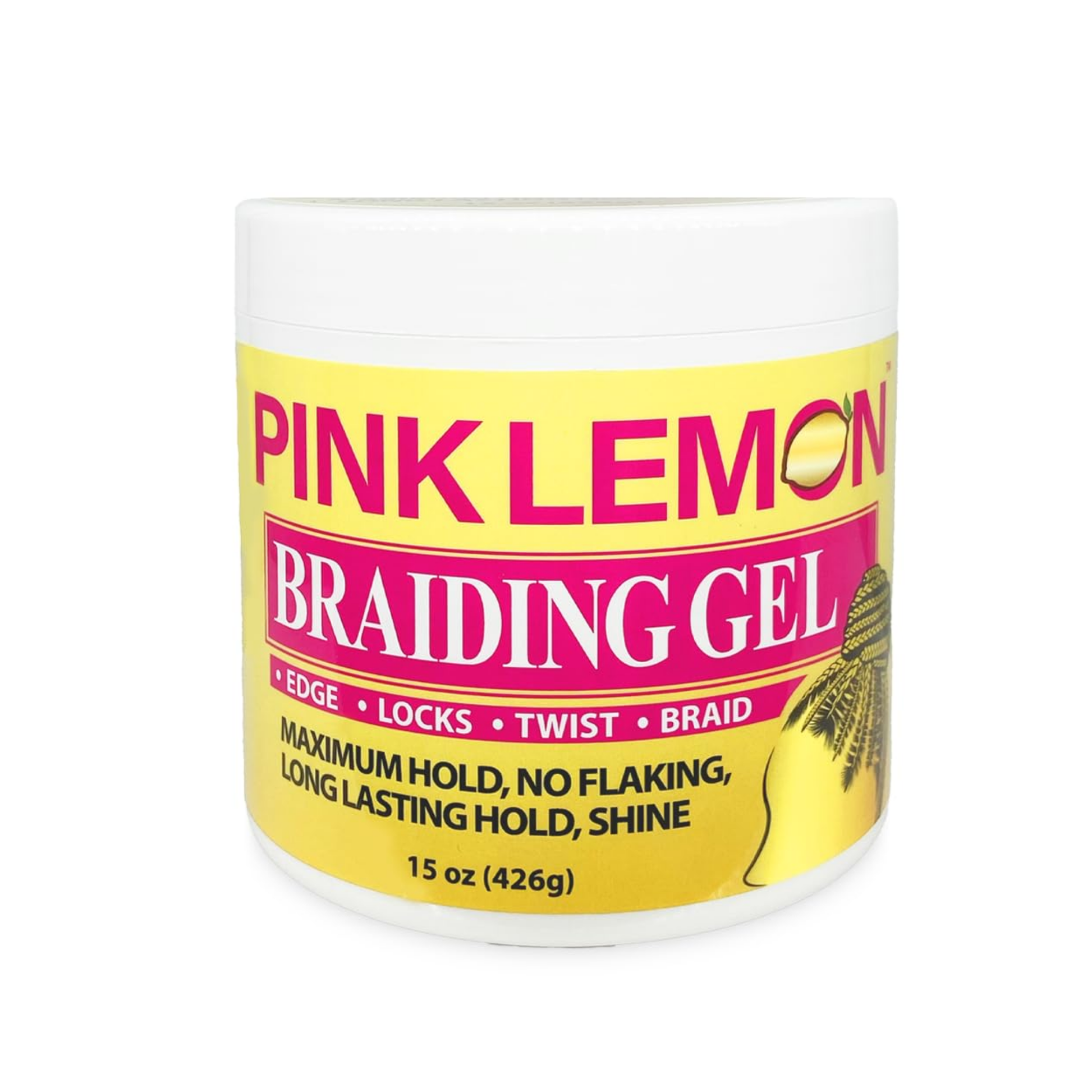 Firm hold braiding gel for twists, locs, and edges on a white background