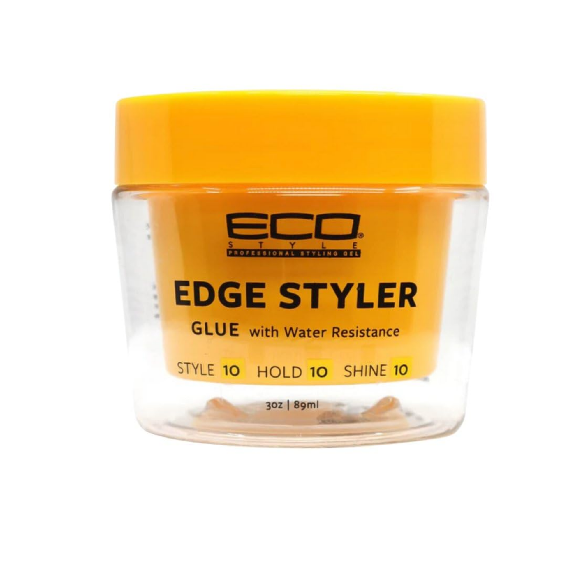 Edge brush applying glue along hairline for sleek swoops