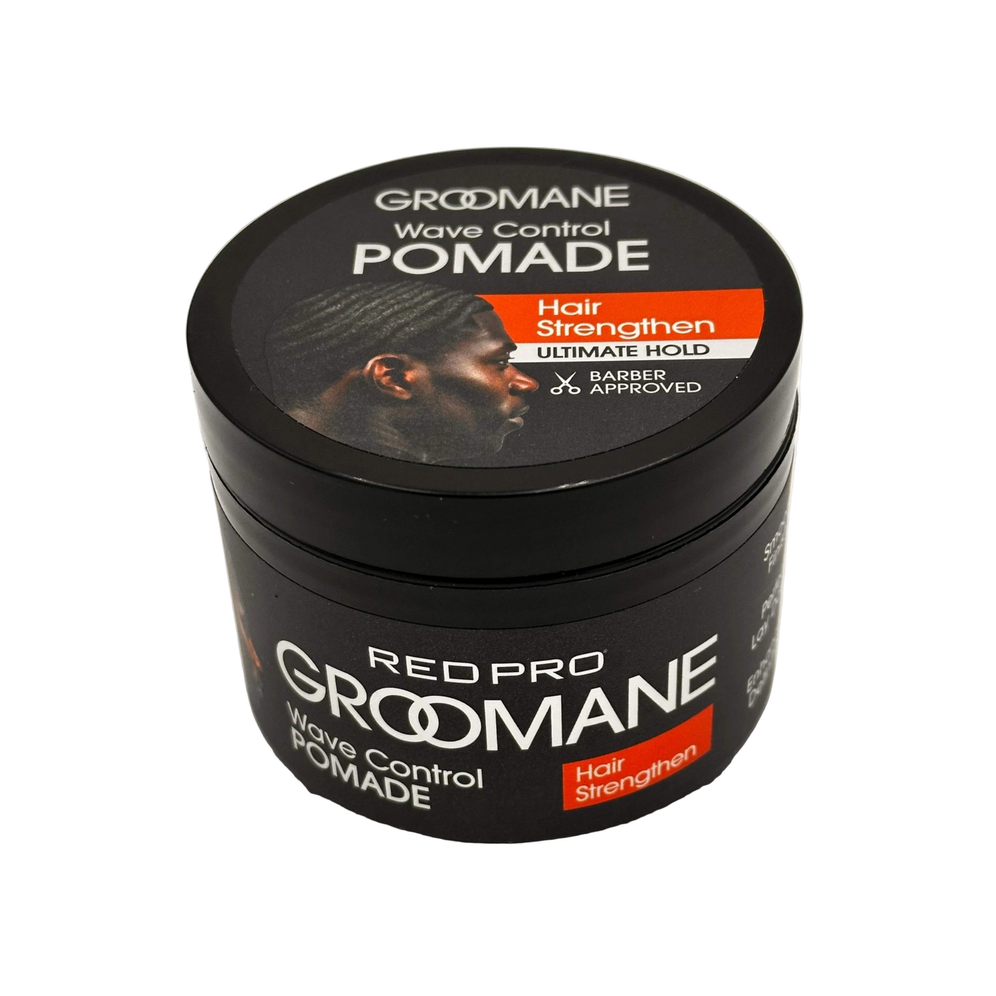 Red Pro Groomane Wave Control Pomade 3 oz – barber-approved strong hold formula for 360 waves