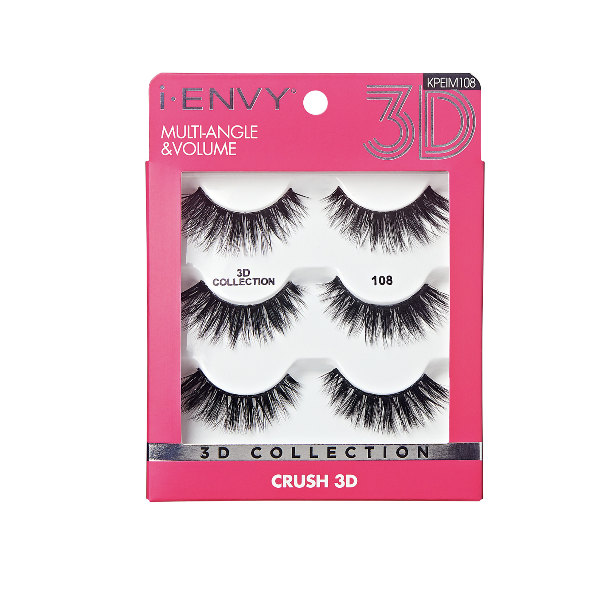 3D Crush false eyelashes, style 108  full, multi-angle volume lash trio (3 pairs).