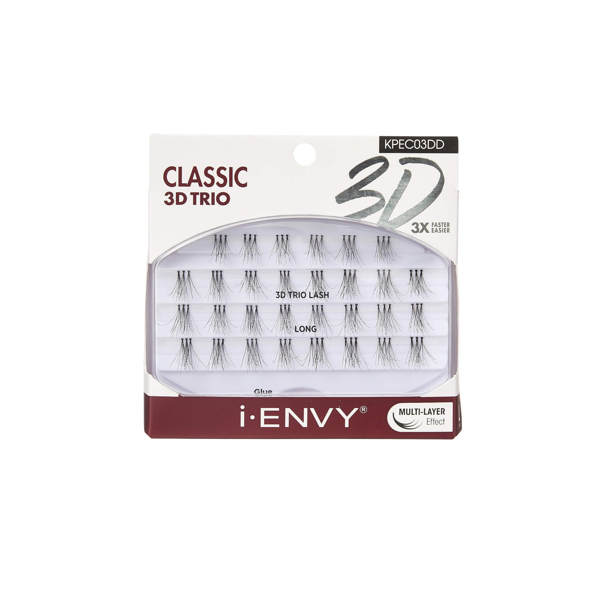 Classic long 3D trio cluster lashes with fluffy multi-layered design