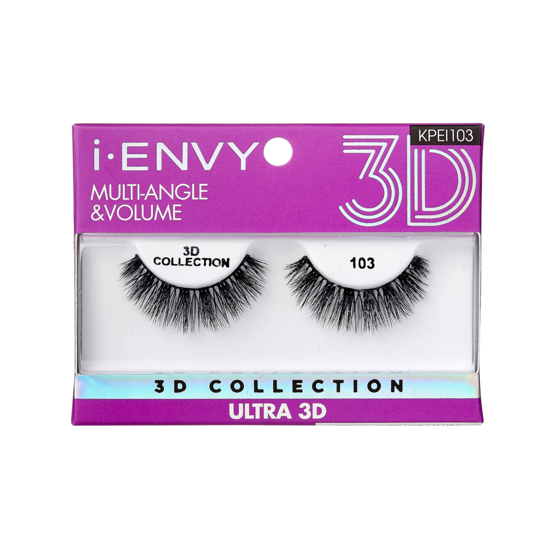 3D volume false eyelashes style 103 — multi-angle wispy lift with lightweight reusable band (1 pair).