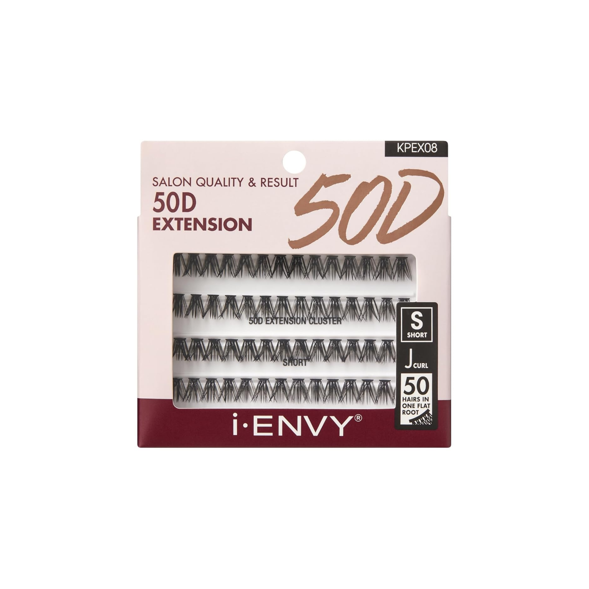 Short 50D extension cluster lashes with soft fiber and J curl for natural volume