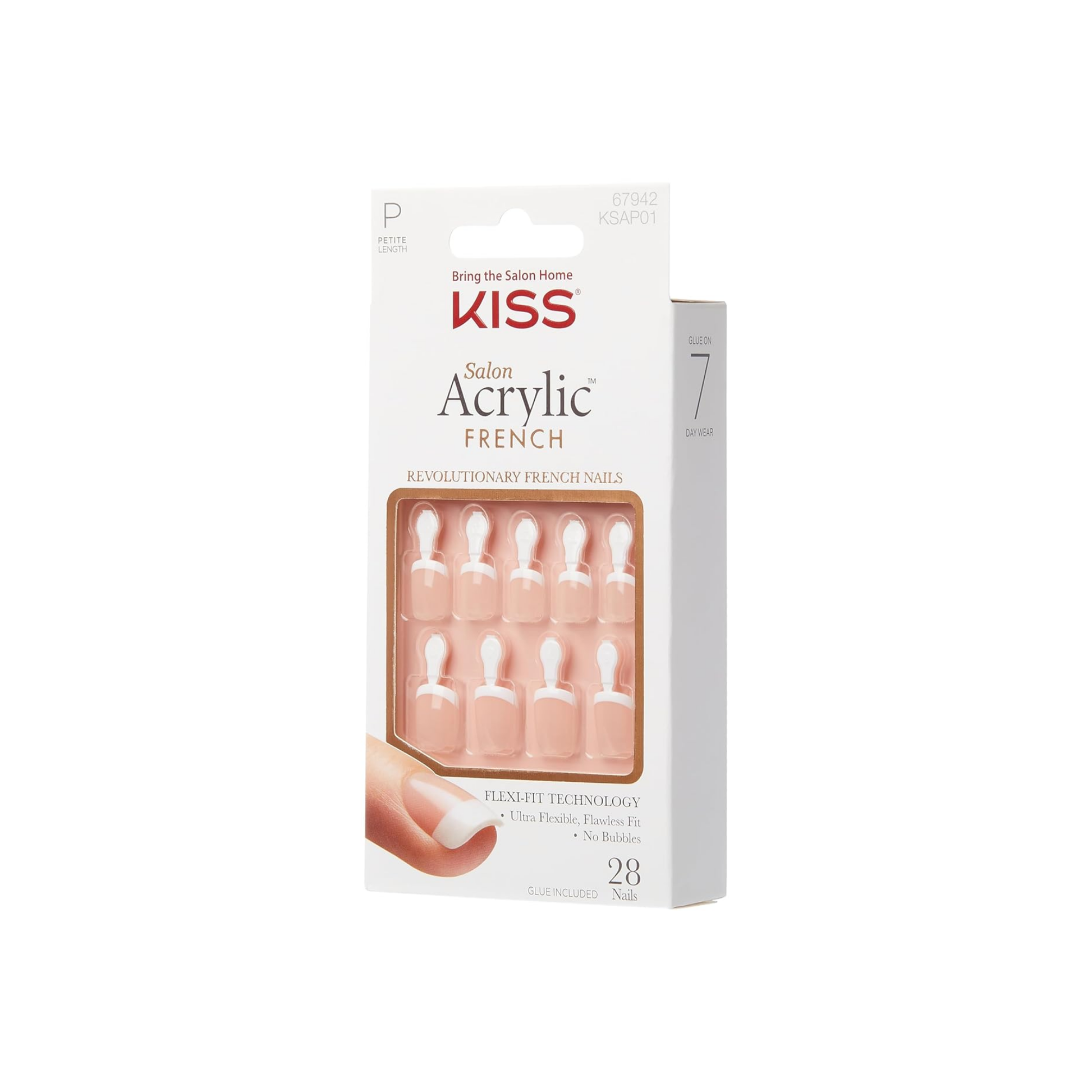  Acrylic French press on nail kit beige tips 28 nails with glue for small nail beds