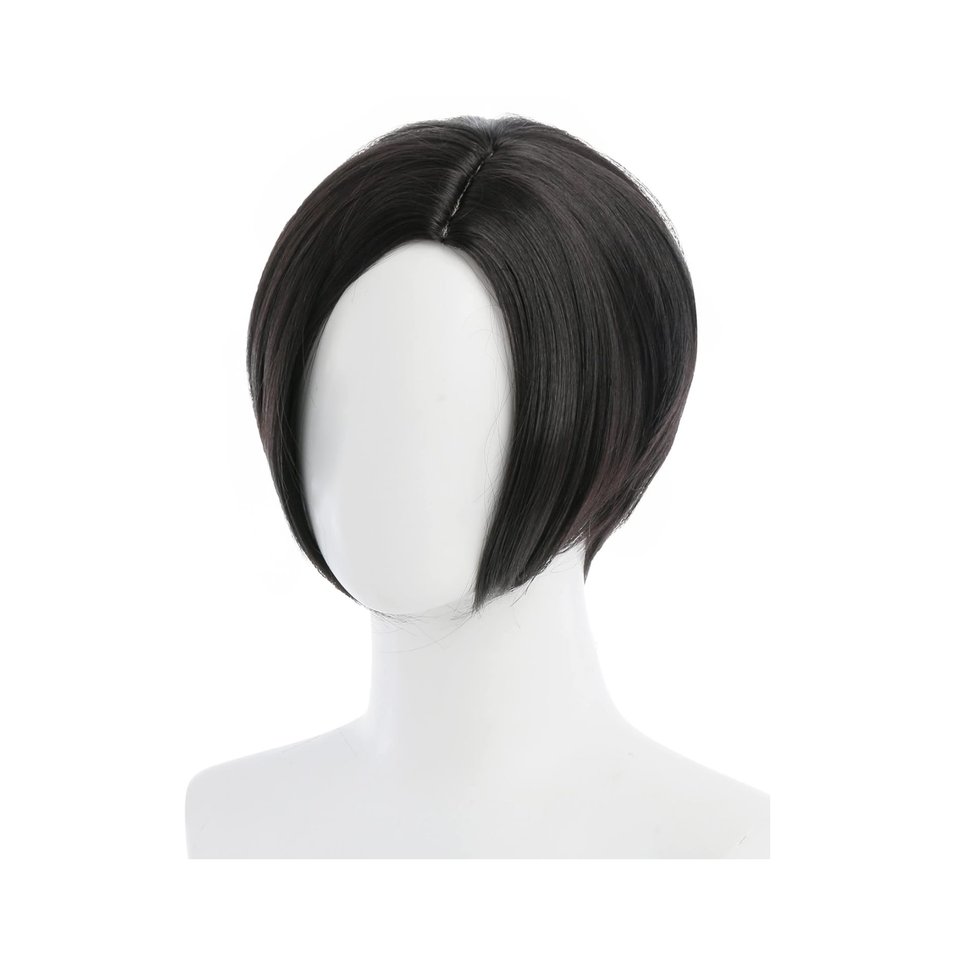 Ada-inspired short black straight cosplay wig with modern bob cut and natural shine.