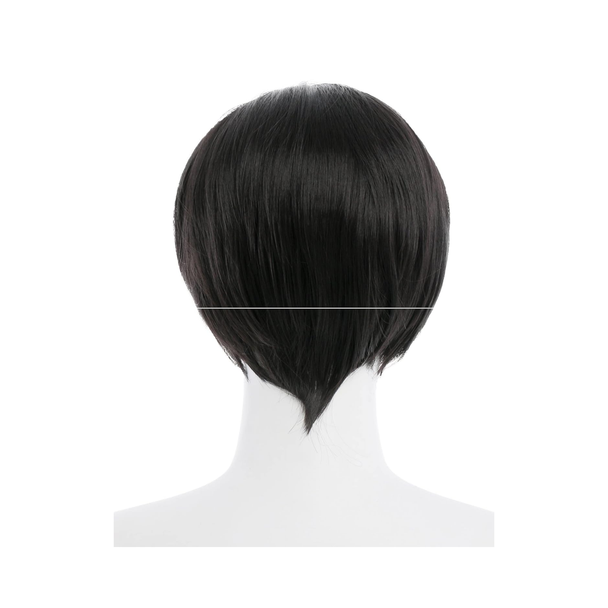 Ada-inspired short black straight cosplay wig with modern bob cut and natural shine.
