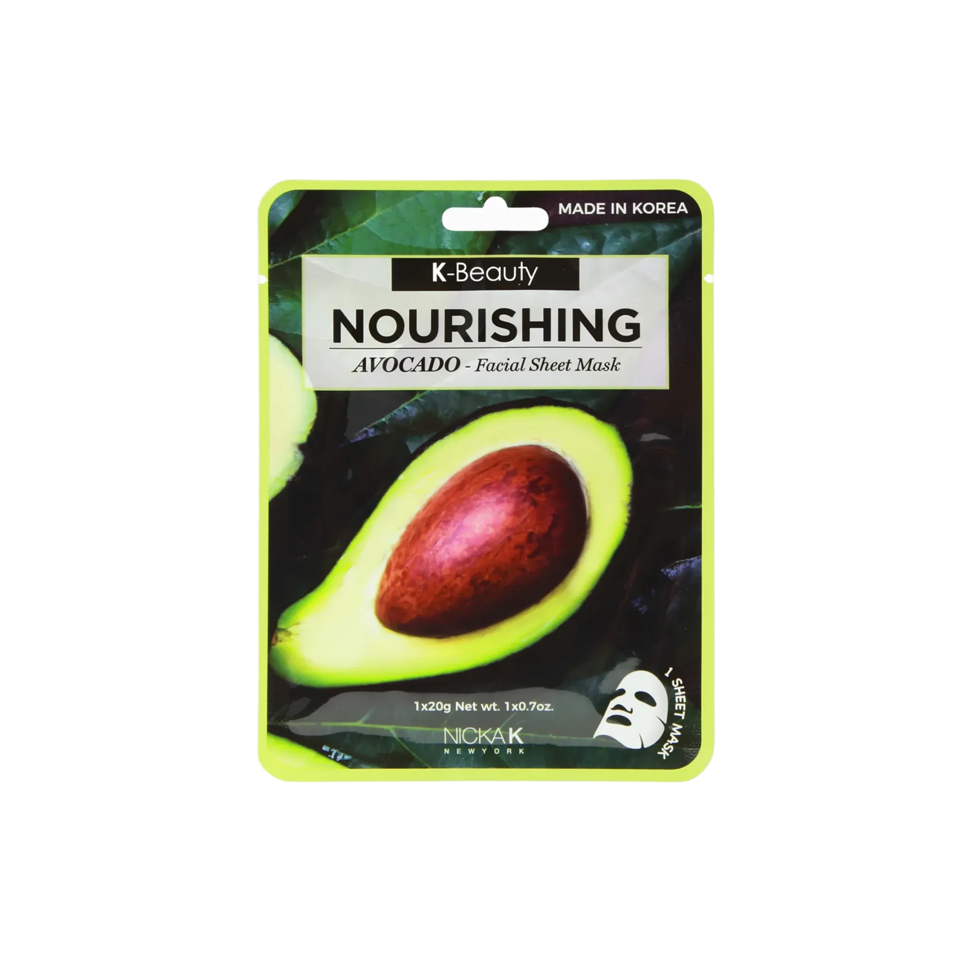  A nourishing facial sheet mask enriched with avocado oil and sea water