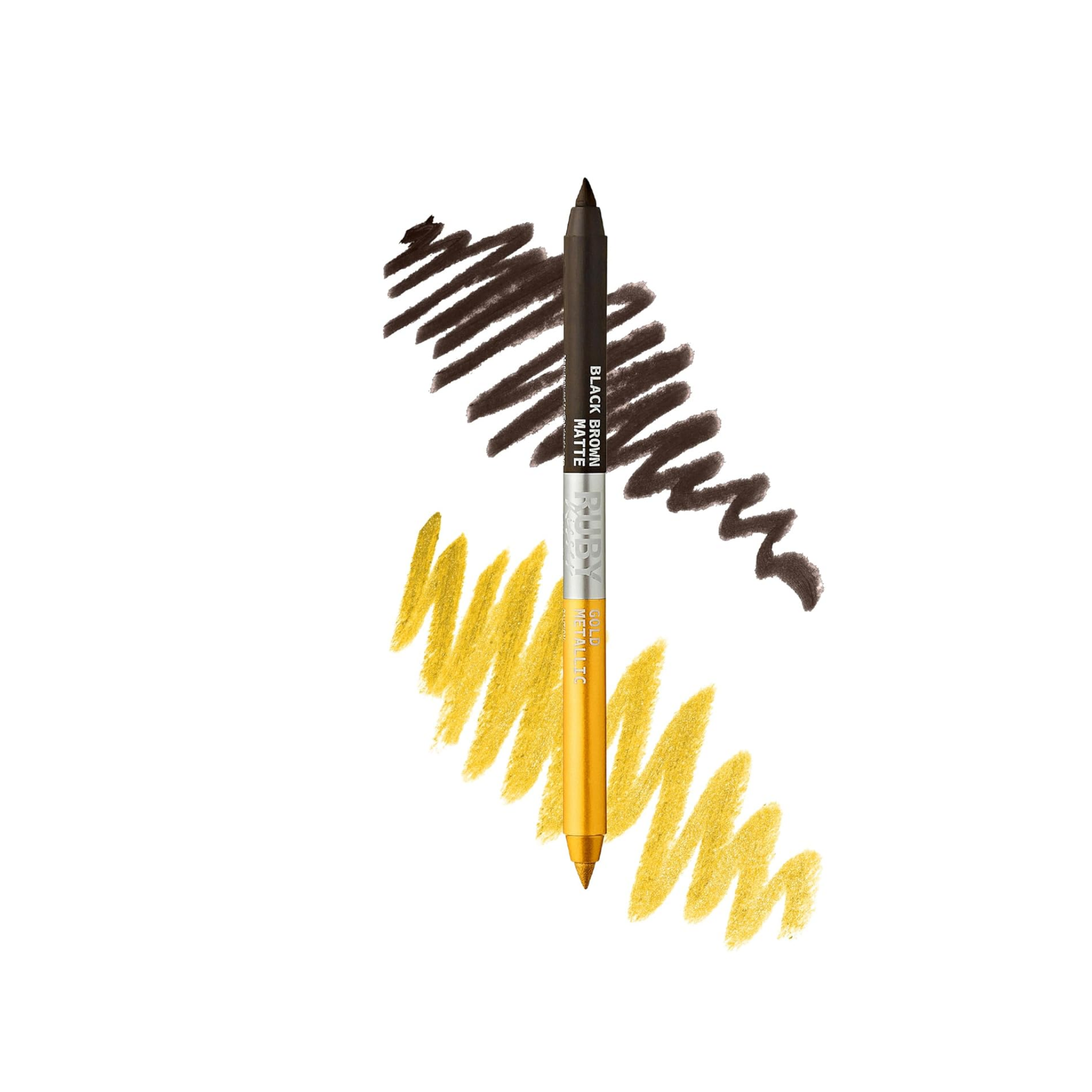 Black Brown/Gold Dual-ended eyeliner pencil in black brown and gold shades for dramatic, glowing eye looks.