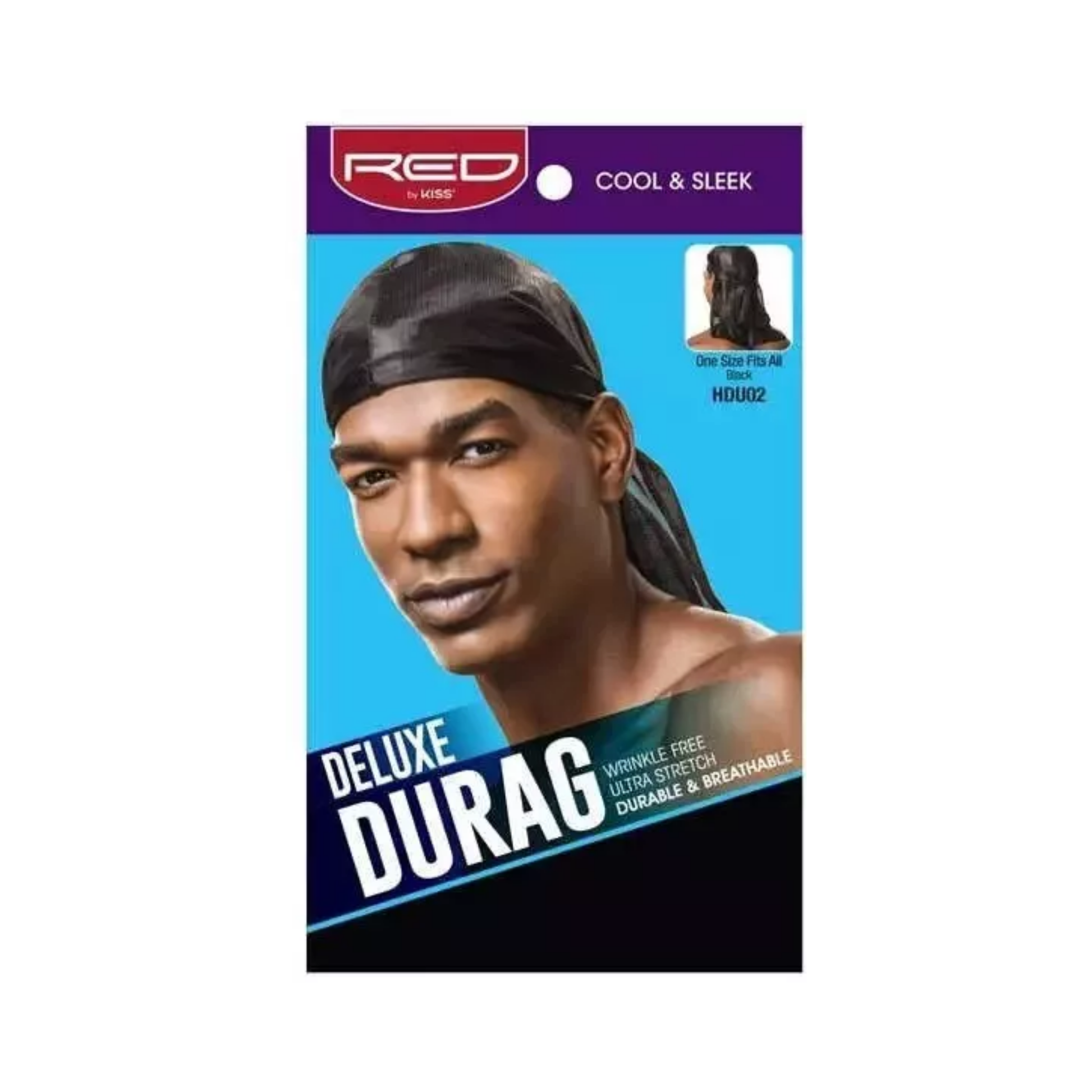 Black stretch durag breathable wrinkle free one size hair covering