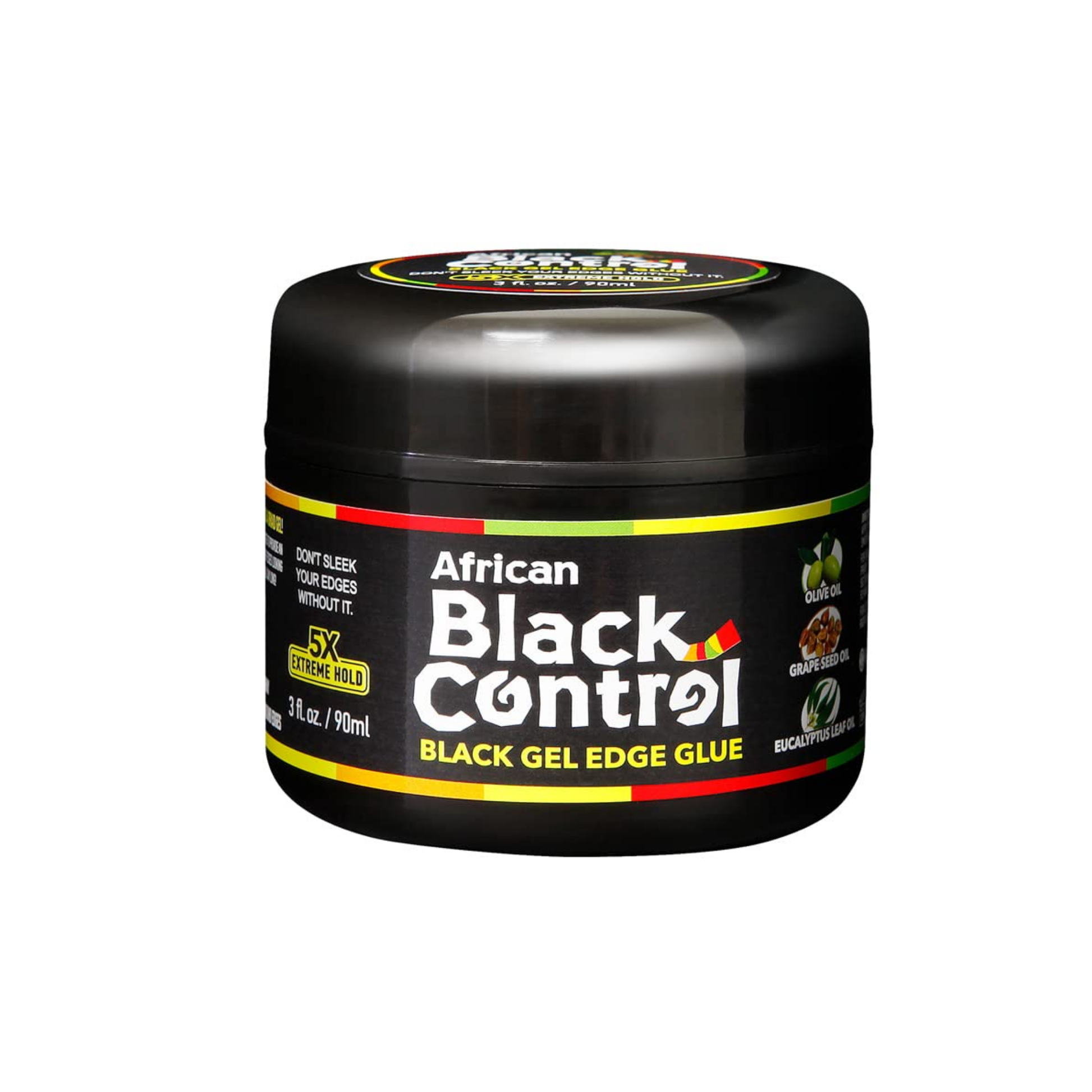 Black edge control gel 3oz water-based non-flaking with olive and grape seed oils