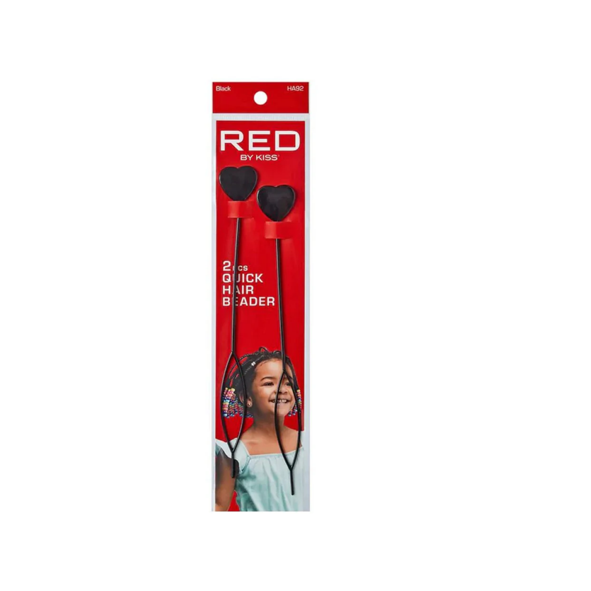 Black quick hair beader tool set with 2 pieces for braiding and effortless bead application.