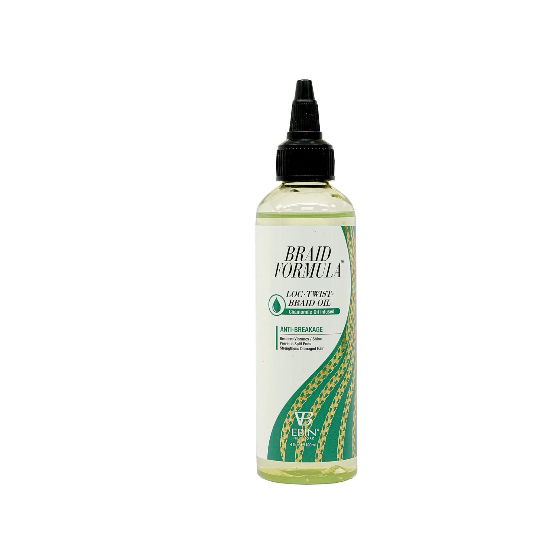 Braid Formula Loc, Twist & Braid Oil – Chamomile Infused 4.4 fl oz bottle, nourishing braid and scalp oil with chamomile extract for moisture and shine.