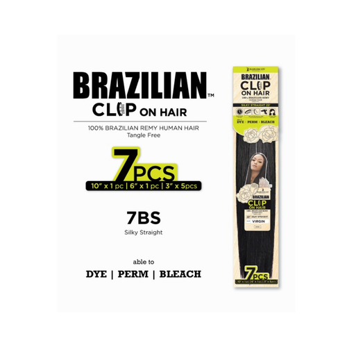 Brazilian 7 clip silky straight clip-on hair 22 inch virgin color made from remy human hair
