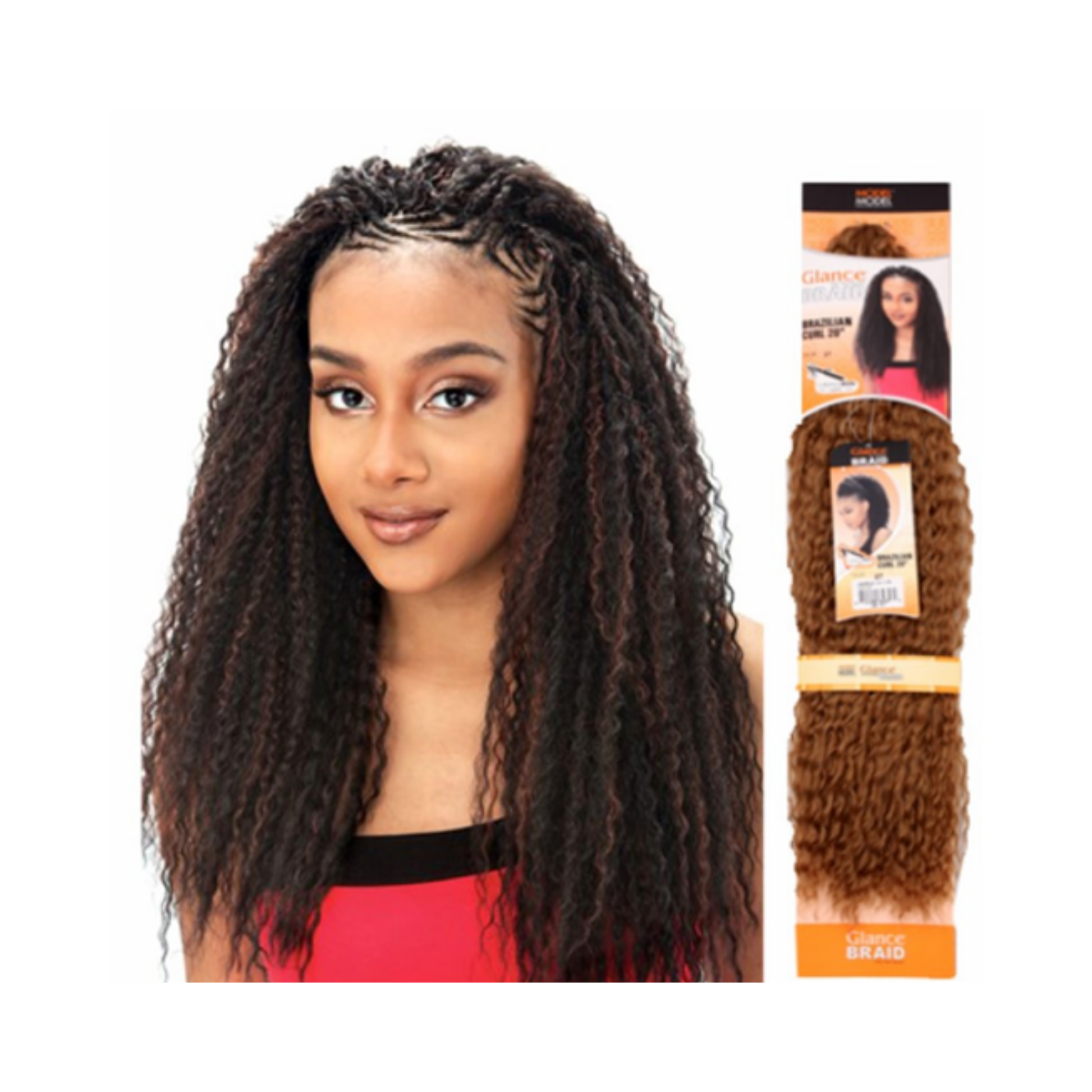 20 inch Brazilian curl bulk braiding hair , soft synthetic fibers for crochet and boho braid styles