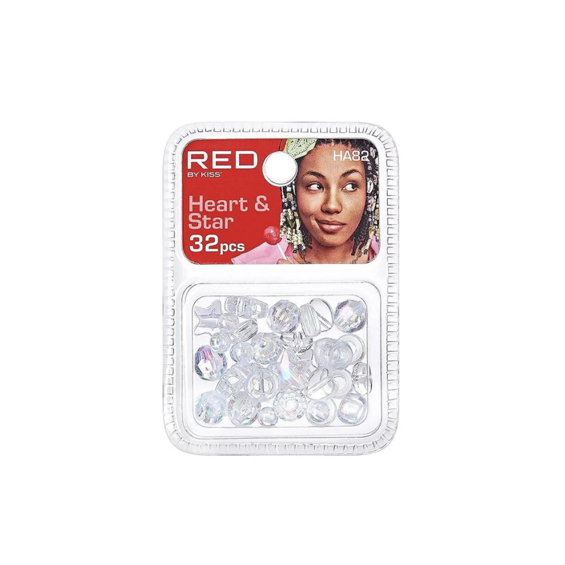 Clear heart and star hair beads set with 32 pieces for braids and twists