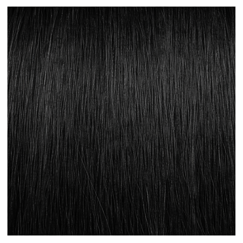Color 1 clip-in human hair extensions 18 inch straight.