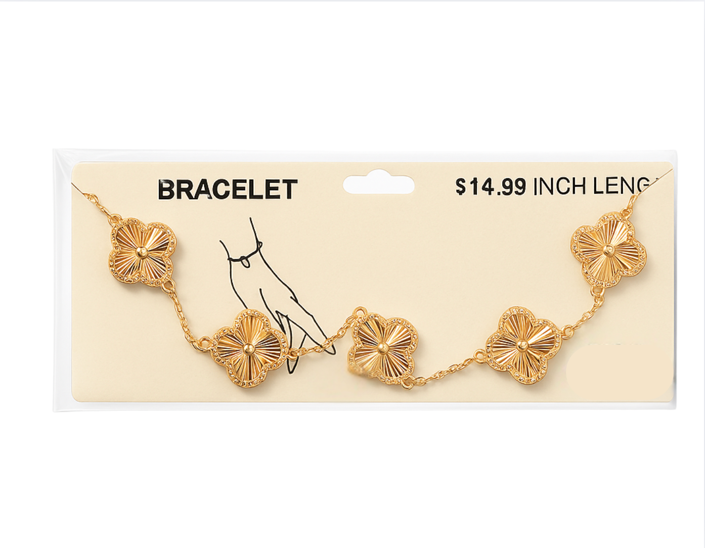 Gold-tone clover link bracelet with textured floral charms and adjustable chain for women