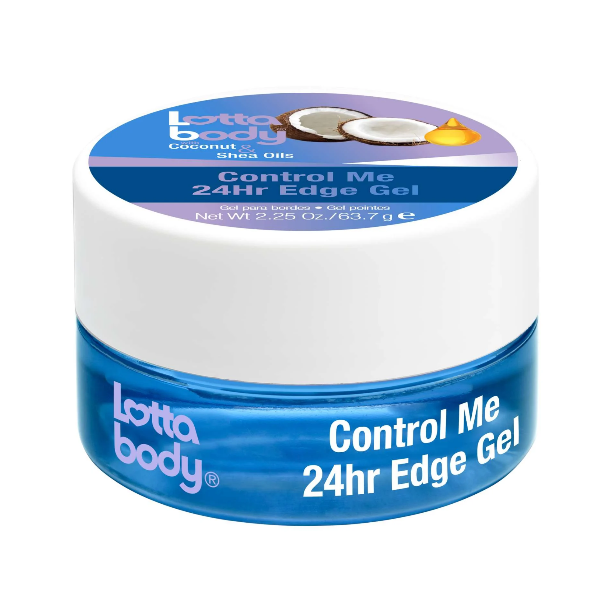 Extra-hold edge gel 2.25oz with coconut and shea oils for 24-hour smooth, shiny edges.