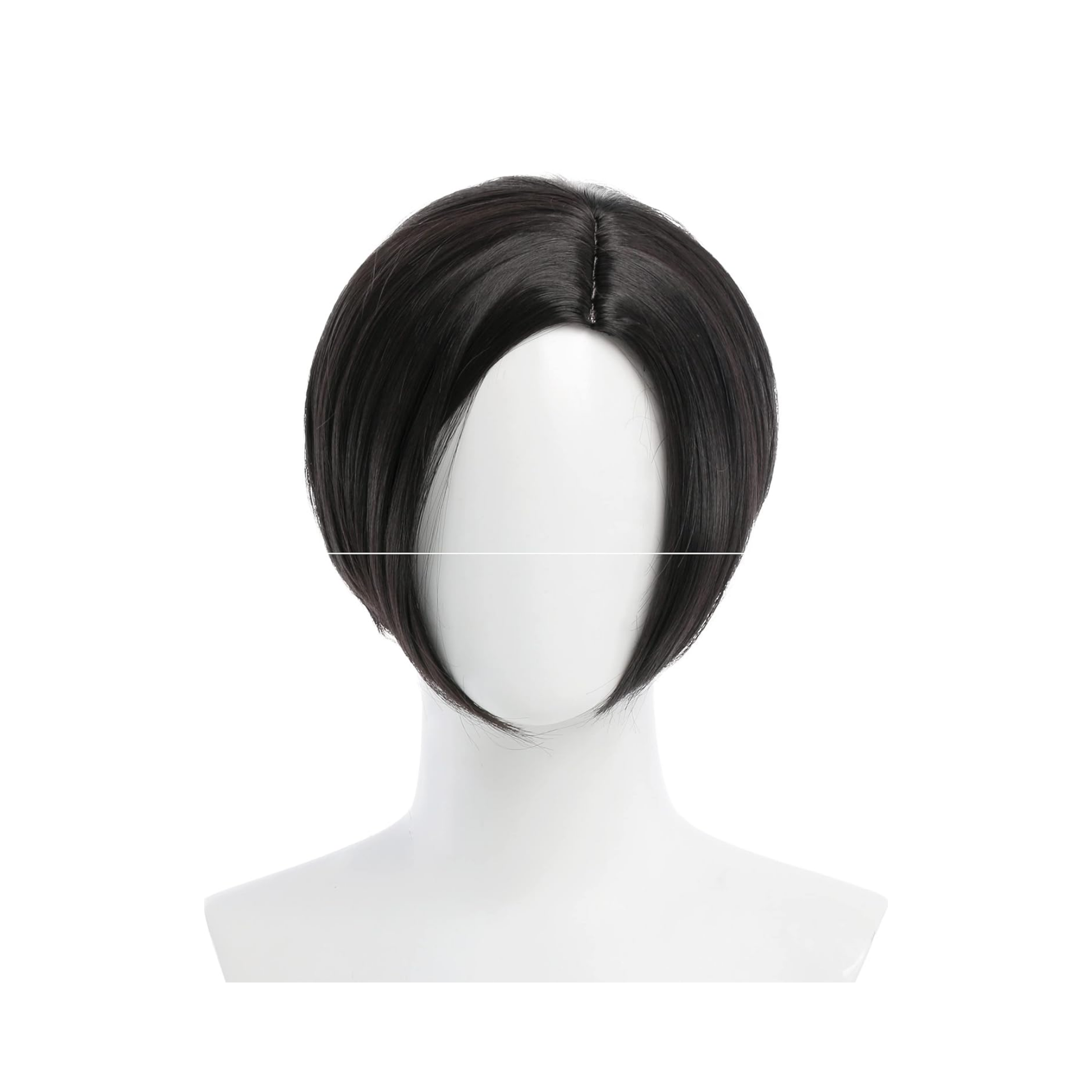 Ada-inspired short black straight cosplay wig with modern bob cut and natural shine.