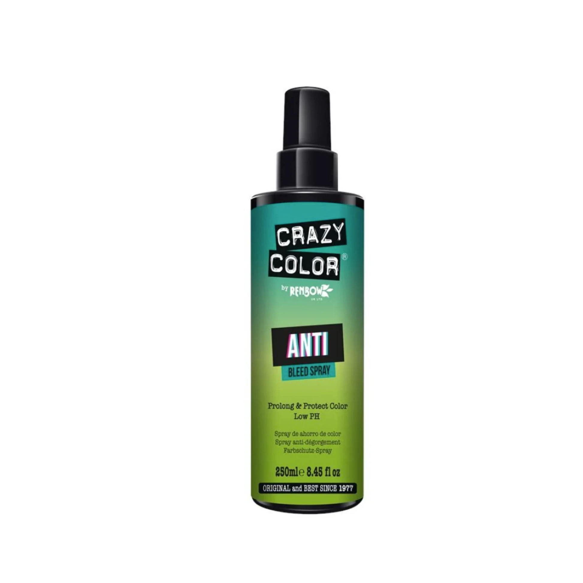 Crazy color anti bleed spray 250ml bottle front label green gradient