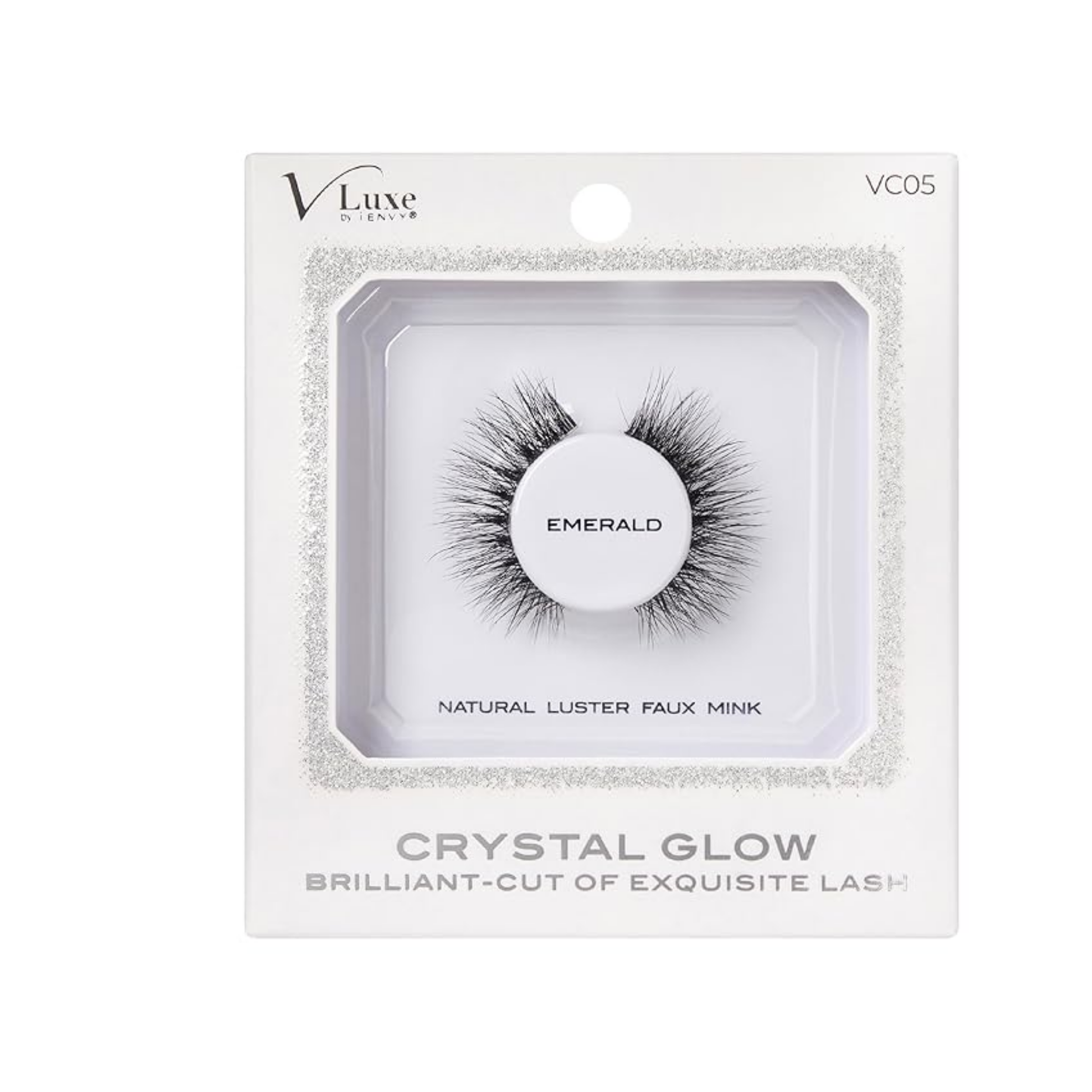 Crystal Glow faux mink lashes, Emerald style — luminous wispy volume (1 pair).
