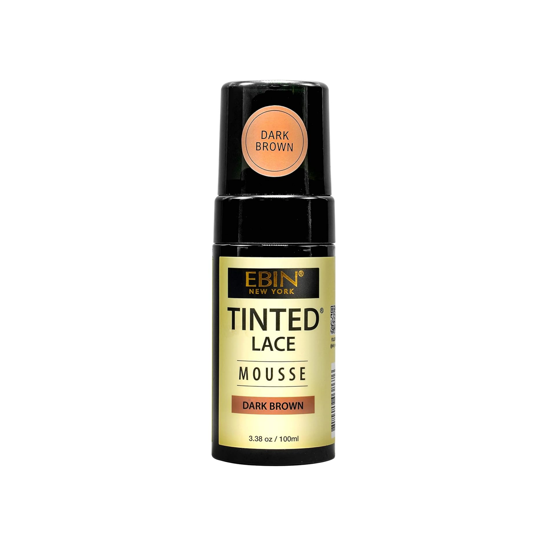 Tinted lace mousse dark brown 3.38oz – foaming lace tint for wigs and closures, quick-dry finish.