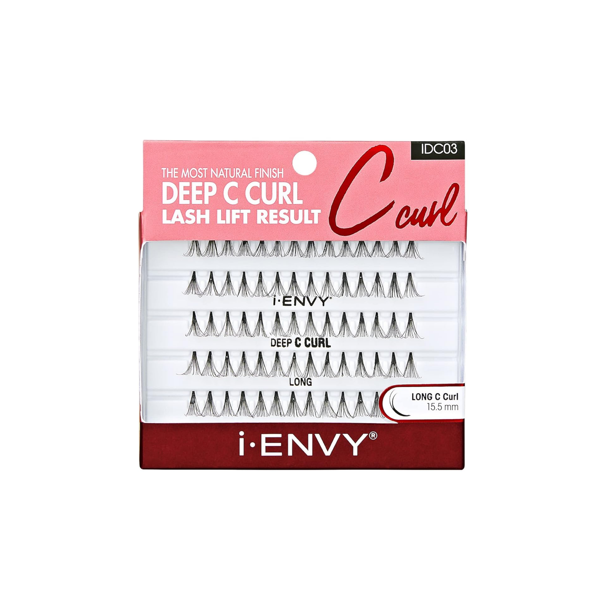 Deep c curl long individual lash clusters creating lifted elongated lashes