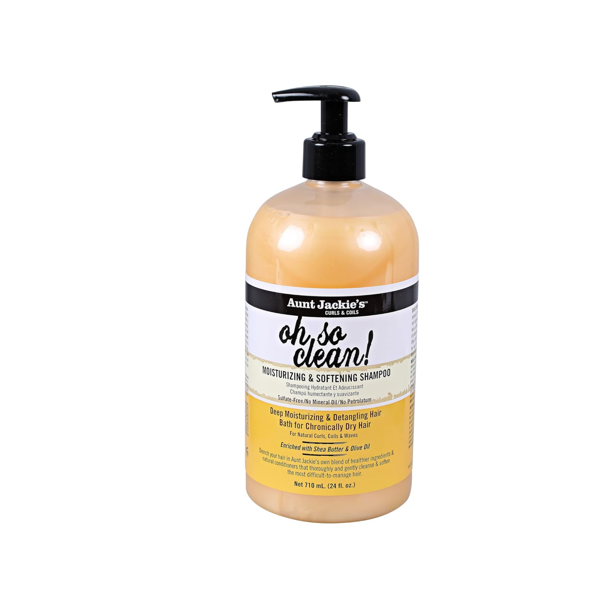 Moisturizing curl shampoo 24oz for natural curls, coils, and waves, enriched with coconut oil, shea butter, and olive oil.