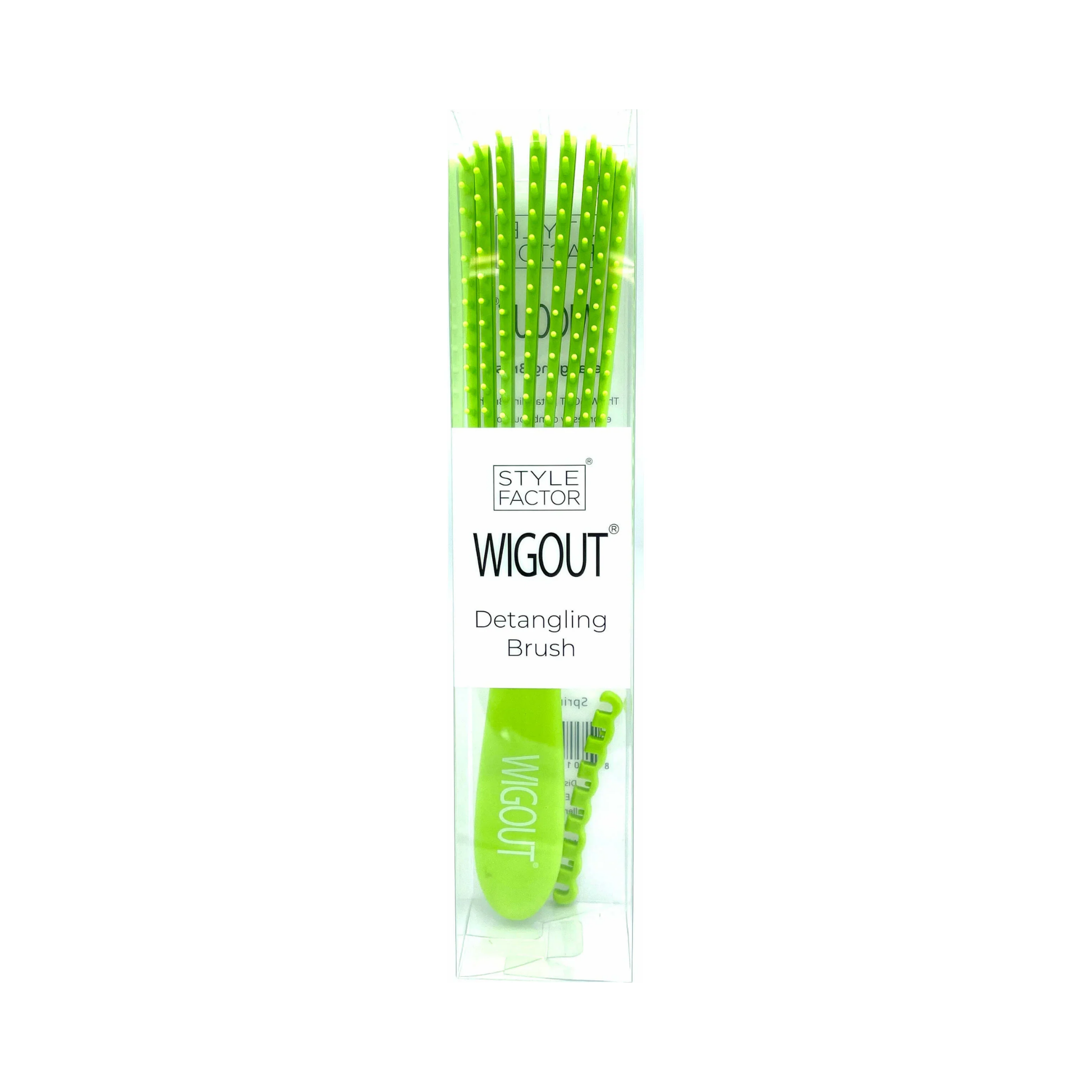 Spring Green detangling brush with flexible bristles for coily and wavy hair.