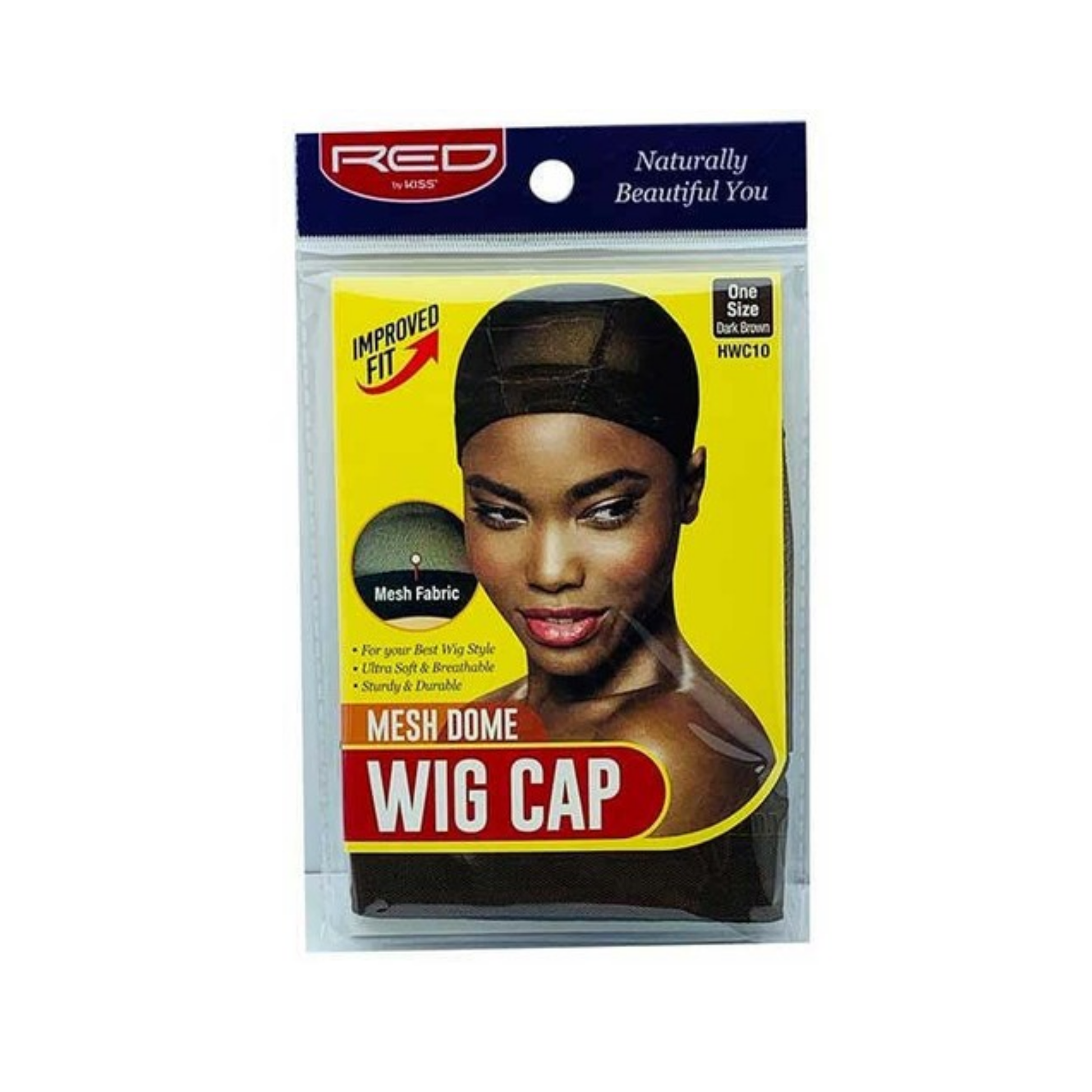  A dark brown dome mesh wig cap with a comfortable band for a smooth wig base.