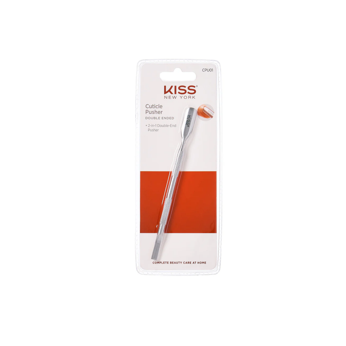 Double-ended stainless steel cuticle pusher with no-slip grip and contoured spoon end for gentle cuticle care (CPU01)