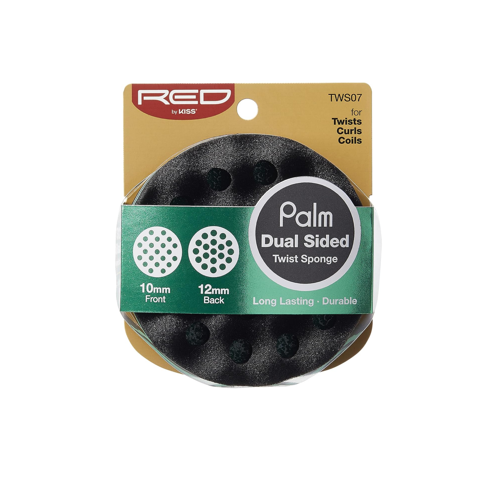 Palm-sized dual-sided twist sponge for creating curls, coils, and twists