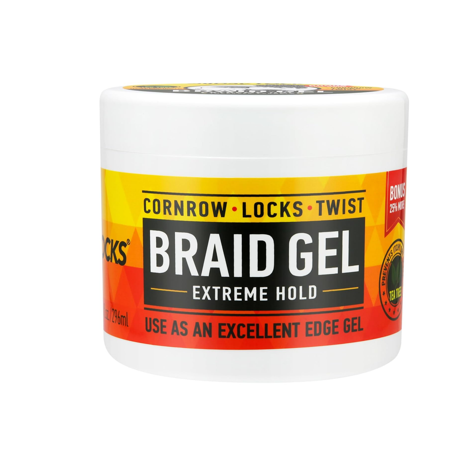 10oz braid gel for braids, locs, twists; high shine, frizz control.