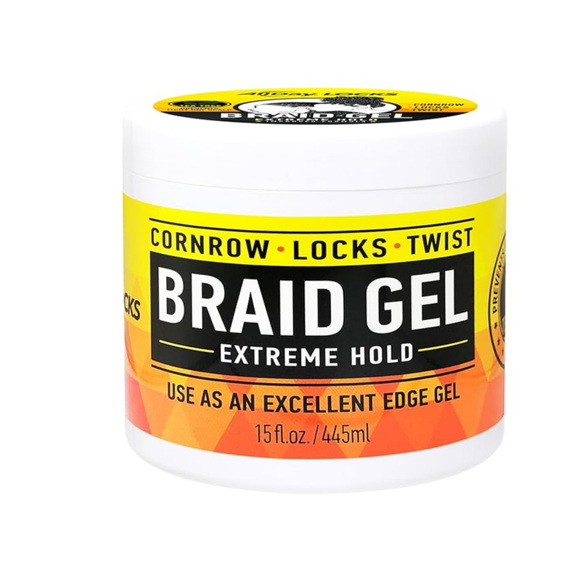 15oz professional braid gel, extreme hold, lavender and tea tree scent.