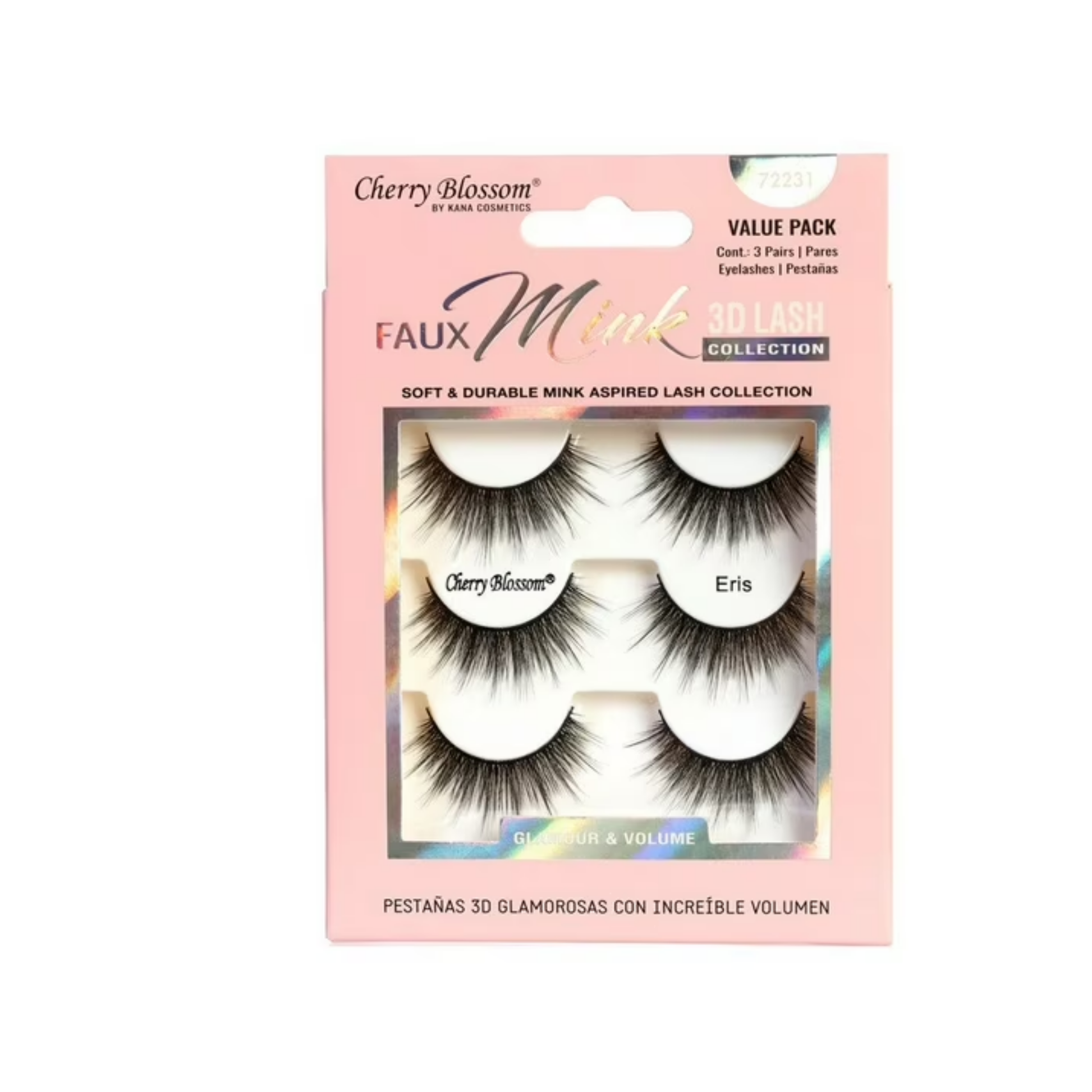 Faux Mink 3D Eyelash Value Pack Sedna style – soft, fluffy, and voluminous 3D lashes (3 pairs) shown in pink packaging.