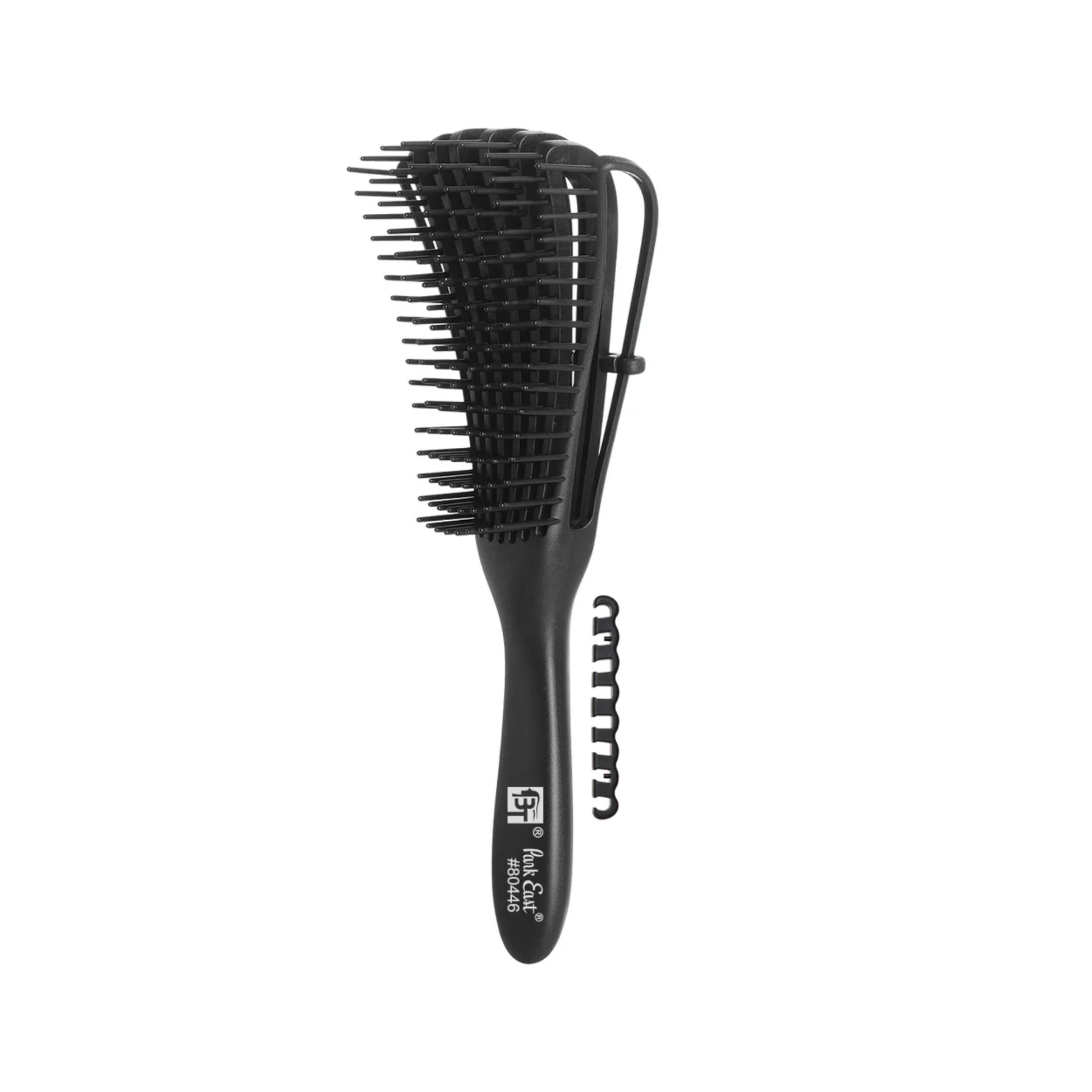 Black flex detangling brush with adjustable bristle bracket