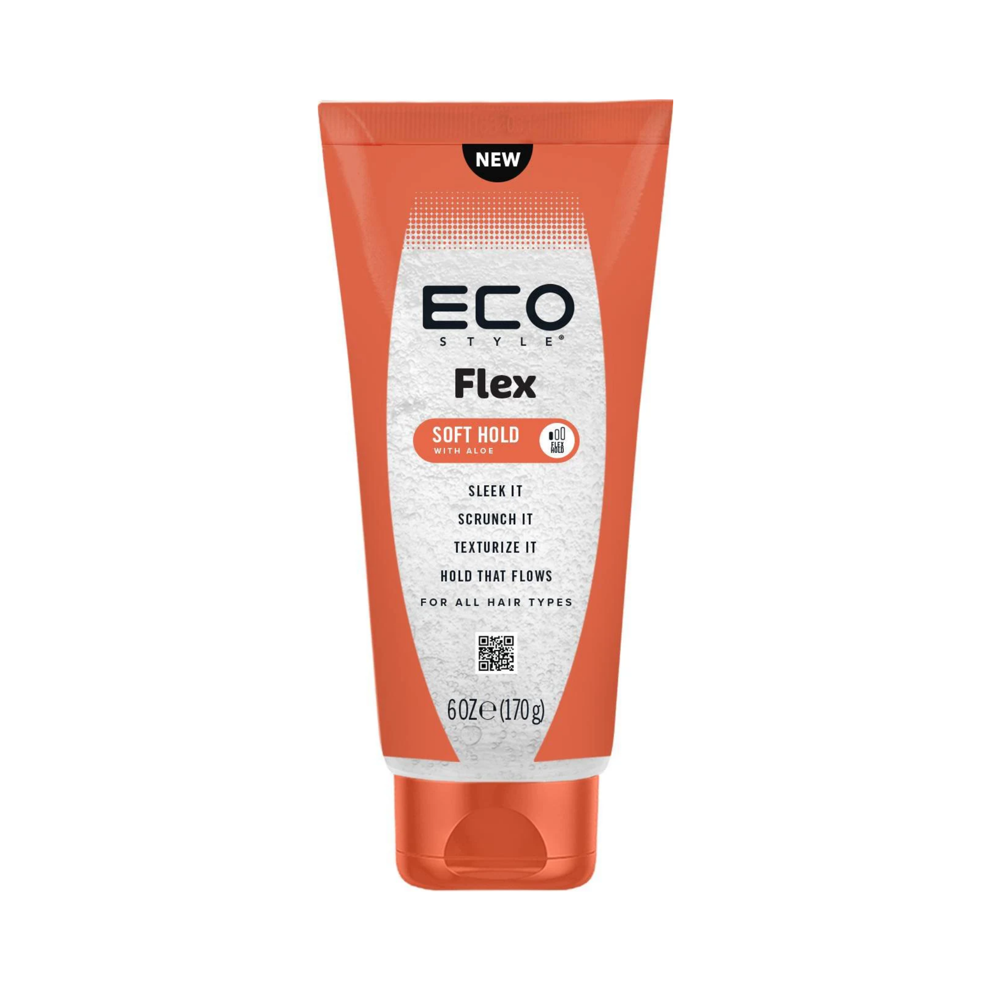 6 oz red tube of flex soft hold styling gel with aloe for sleek, scrunched, or textured looks.