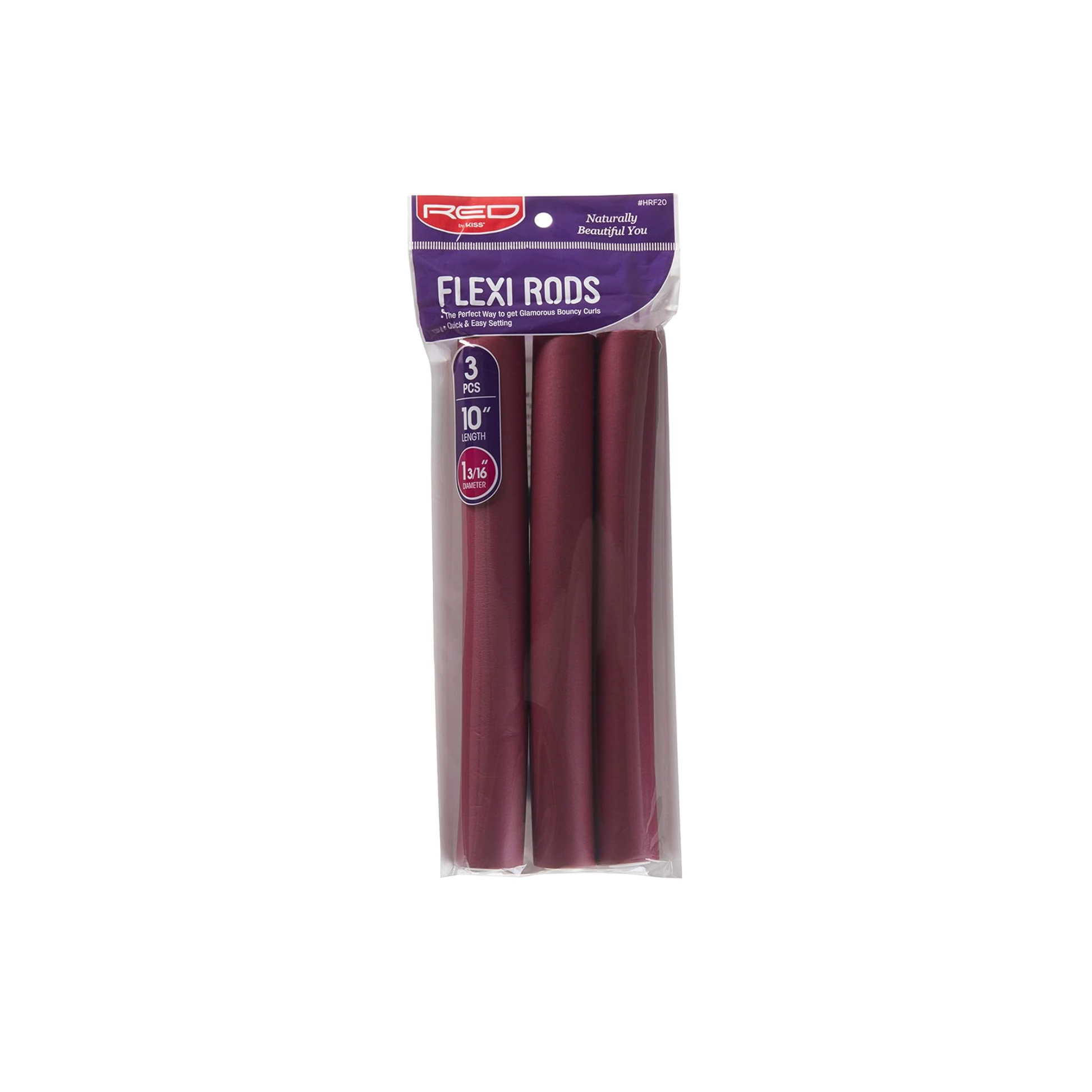 Red by Kiss Flexi Rods 10 inch, 1 3/16 inch diameter, 3-pack in burgundy