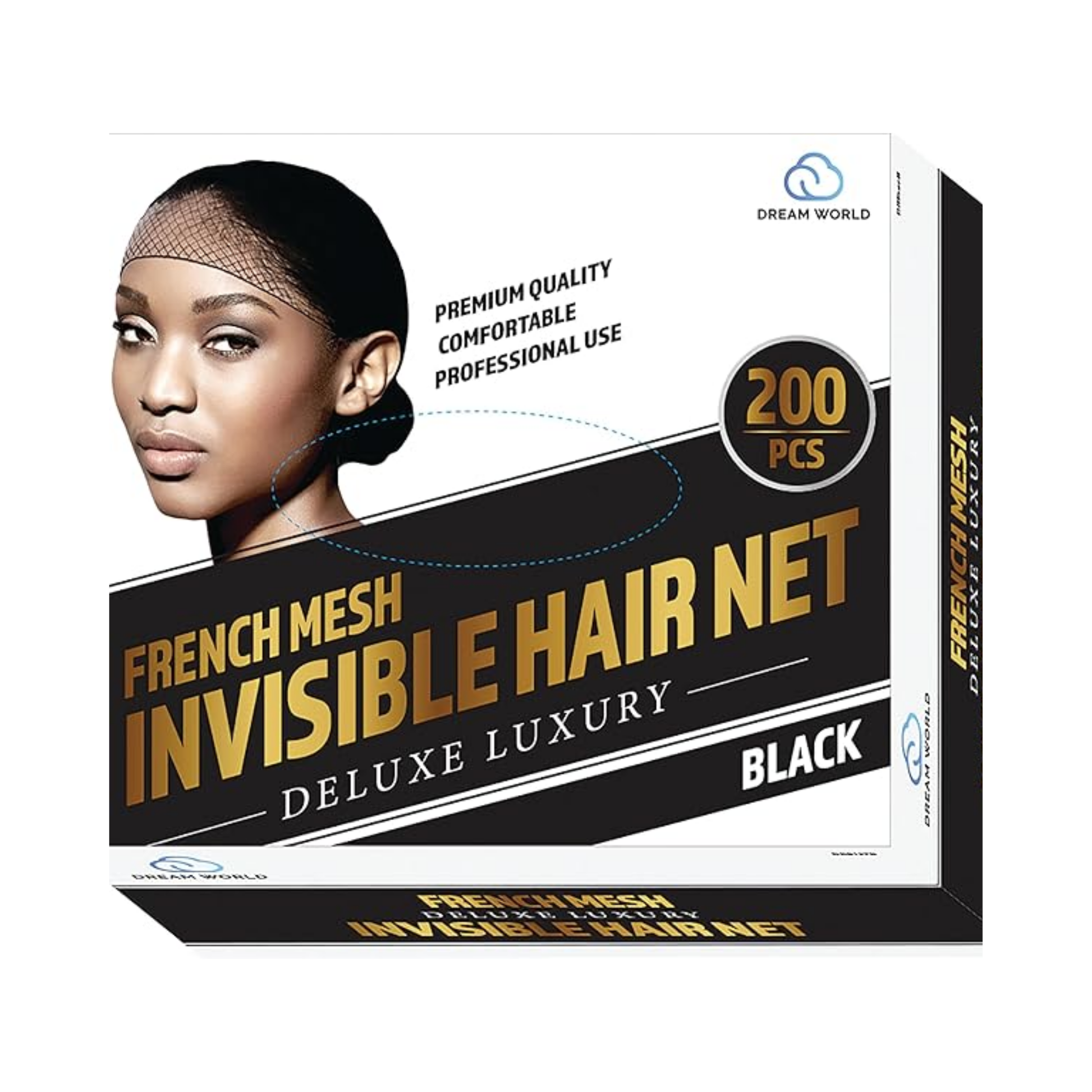 Black french mesh invisible hair net pack of 200 for salon and professional use