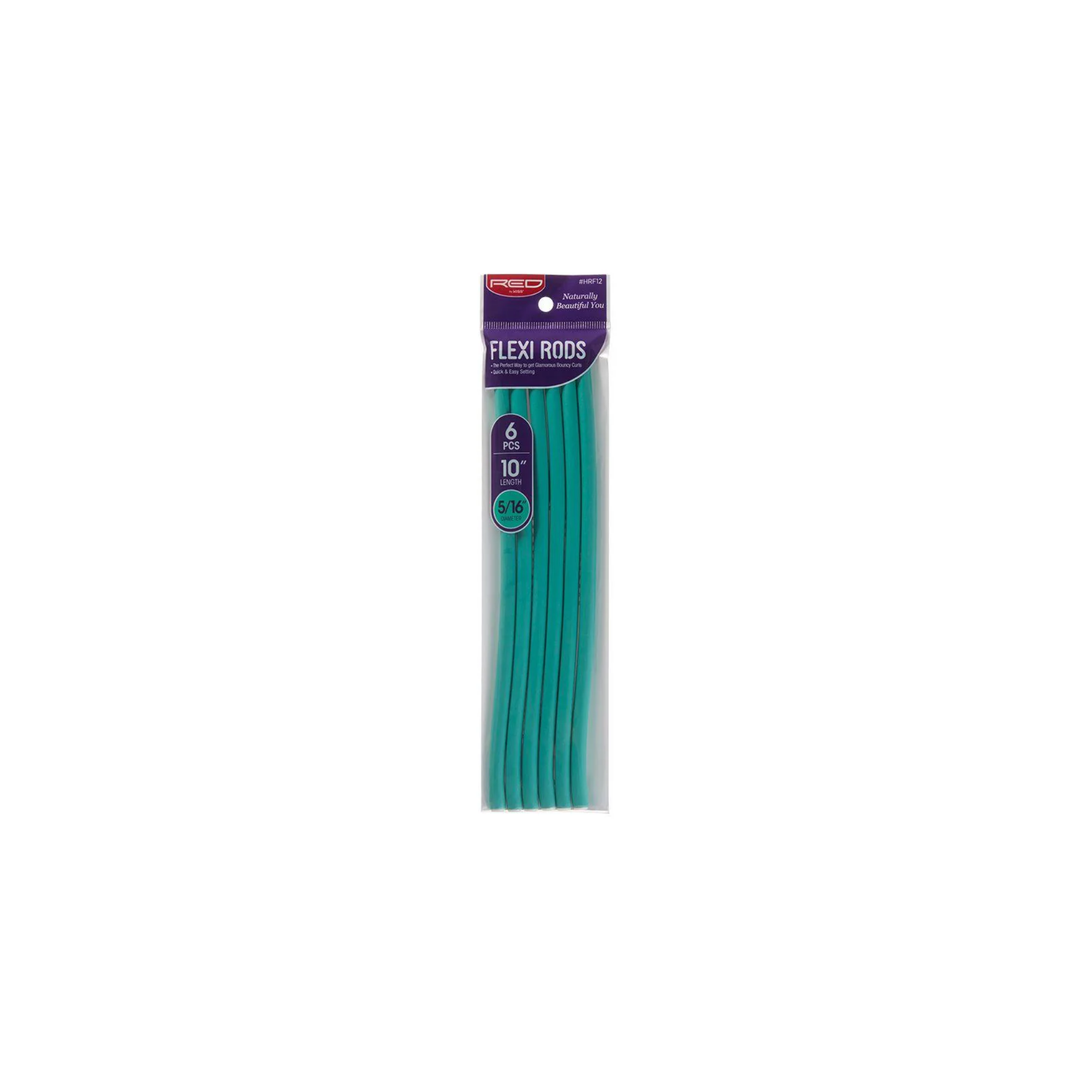 Green 10 inch flexi rods 6 pack with 5/16 inch diameter for heat free curls