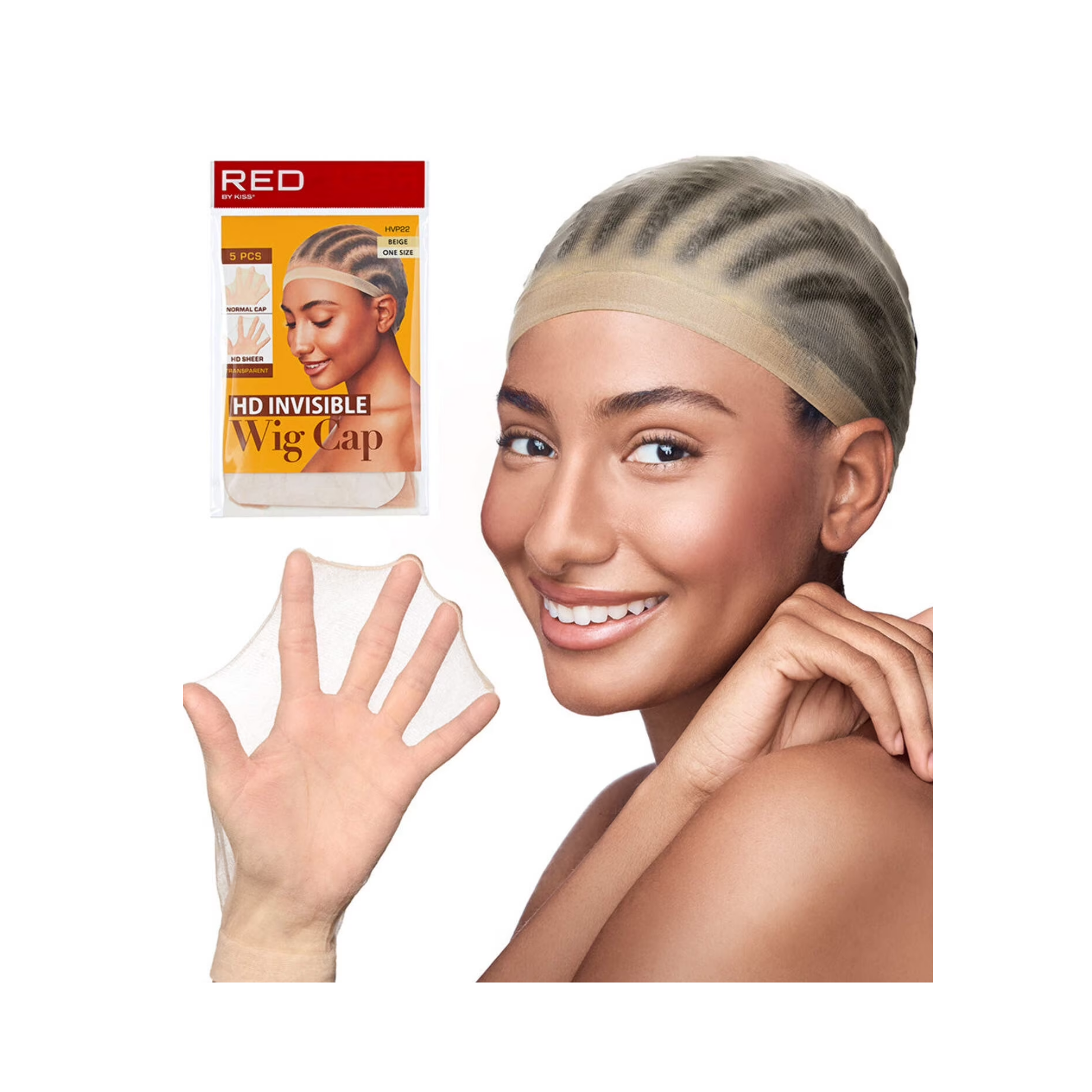 Beige HD invisible stocking wig cap for natural bald cap look