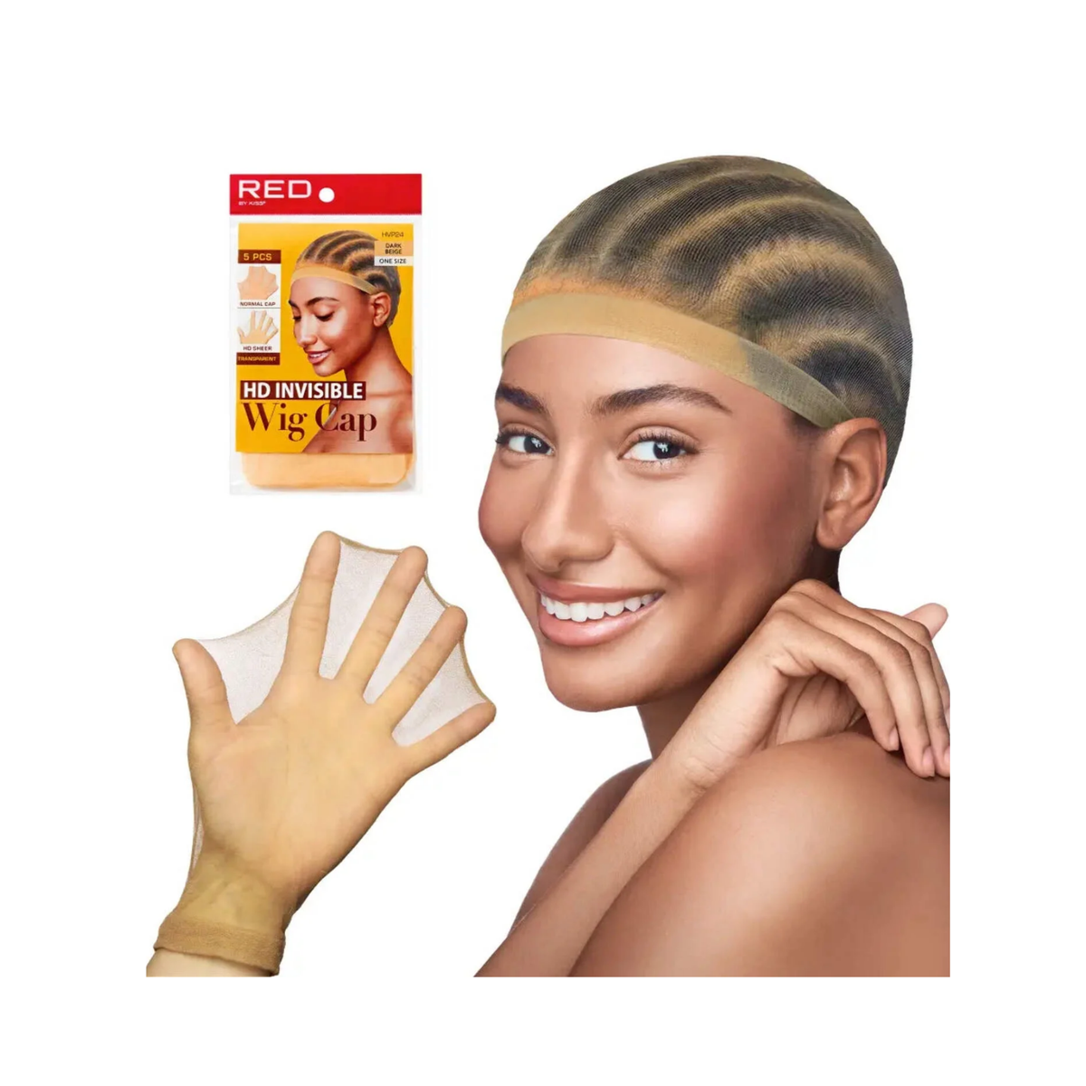 Dark beige HD invisible stocking wig cap for seamless wig application