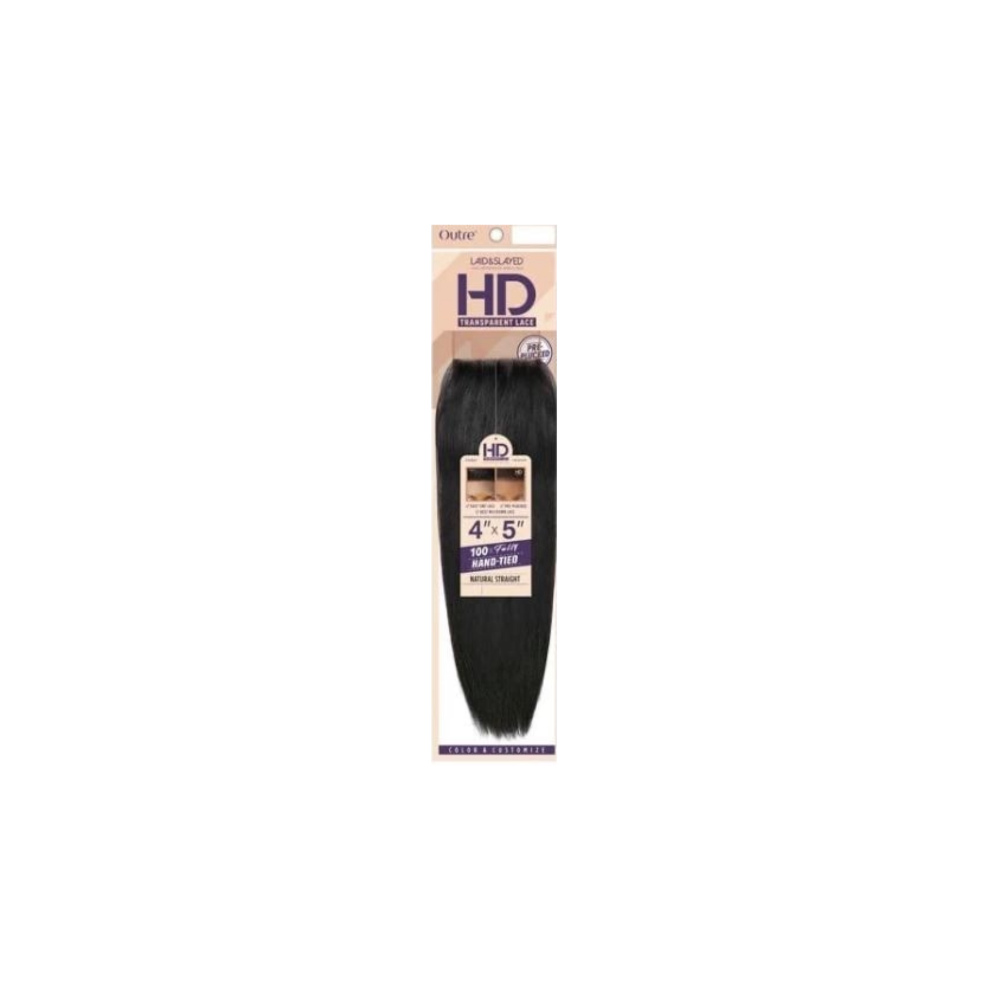 HD transparent 4x5 straight lace closure in natural brown, unprocessed human hair 10''