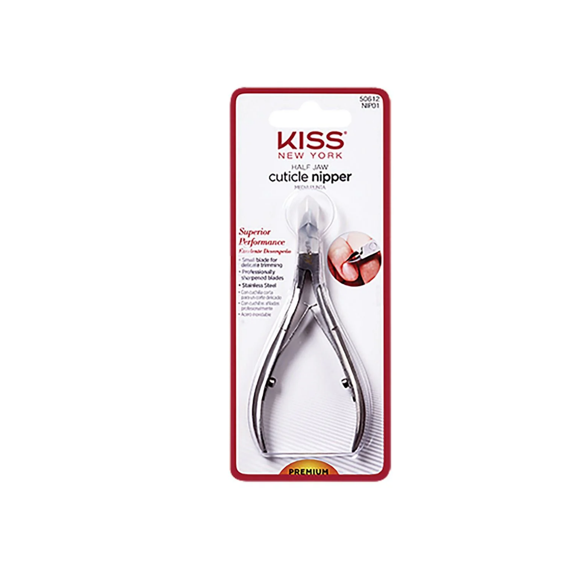 Half jaw stainless steel cuticle nipper for delicate trimming and precision manicure