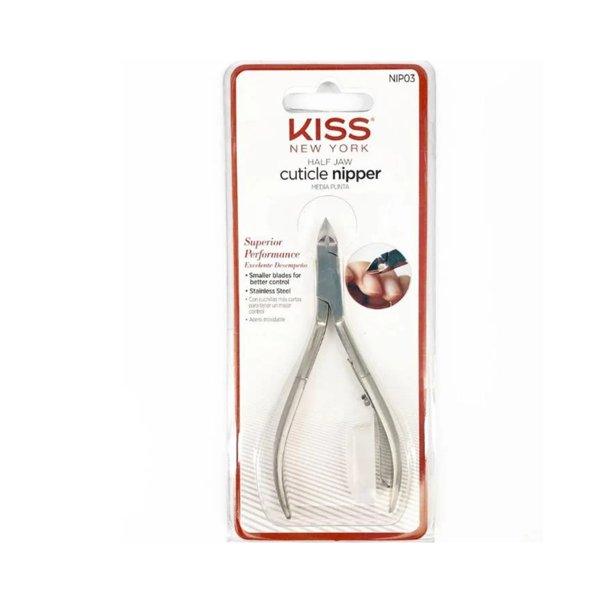 Half jaw stainless steel cuticle nipper for delicate trimming and precision manicure