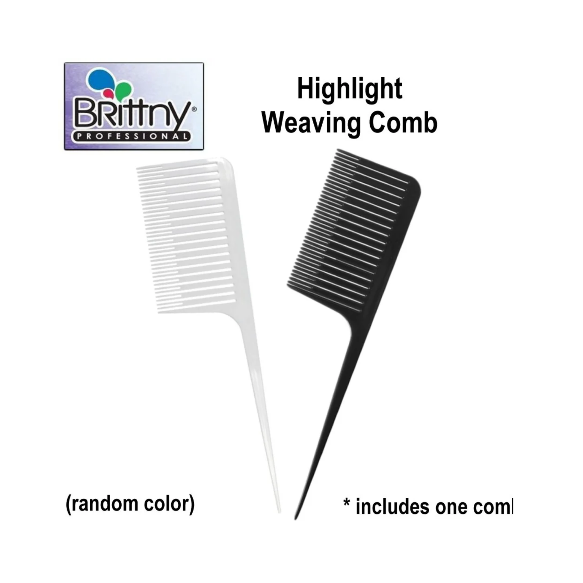 Highlight weaving comb with long tail – fine-tooth sectioning comb for foiling and highlighting in assorted colors