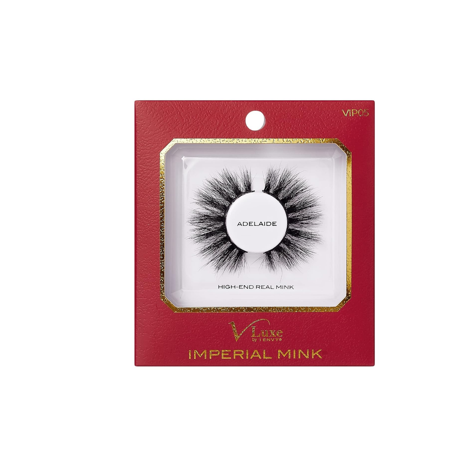  Imperial mink false eyelashes in Adelaide style — full, fluffy, voluminous lashes in red packaging (1 pair).