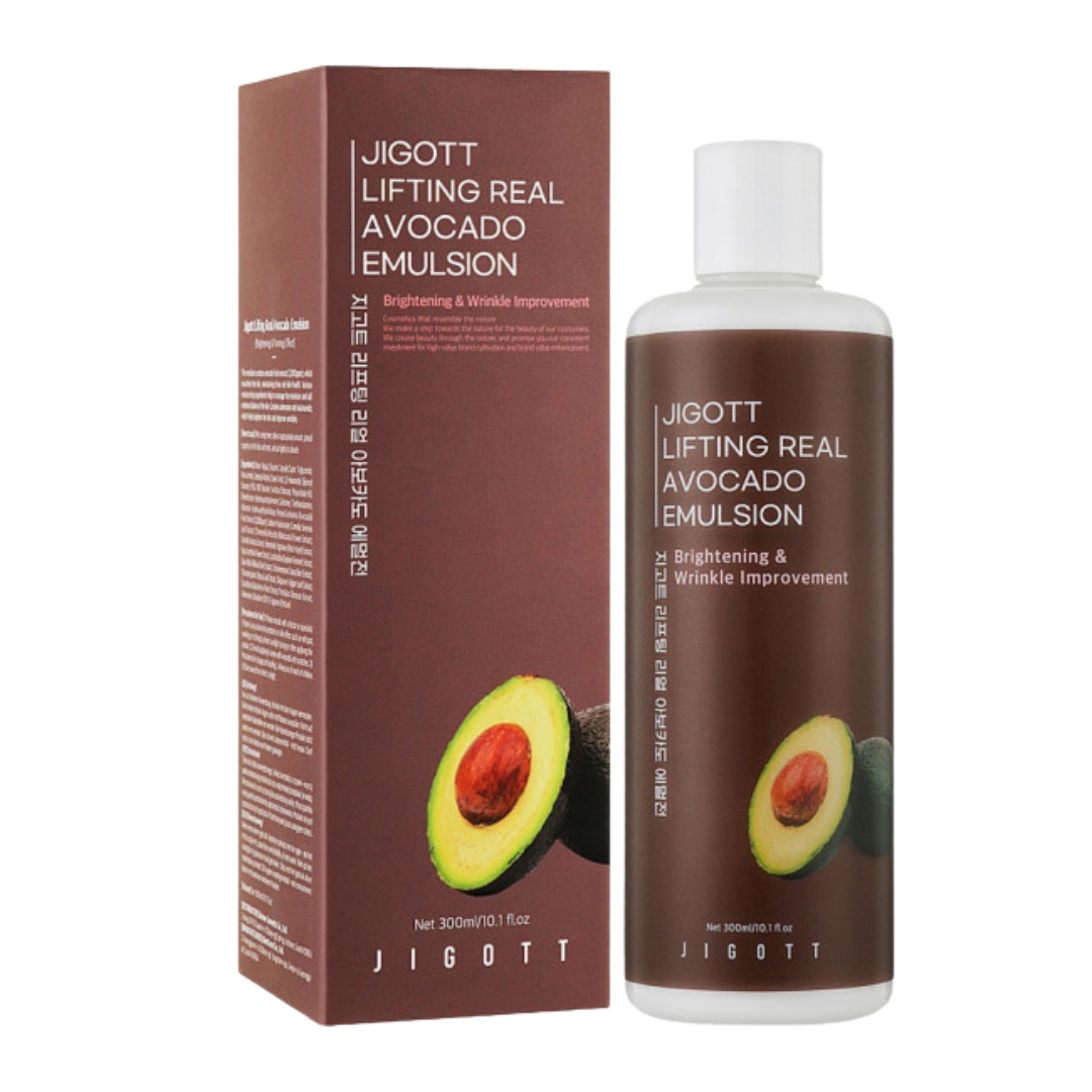 Lifting real avocado emulsion 300ml with lightweight texture for hydrating, nourishing, and lifting facial skin