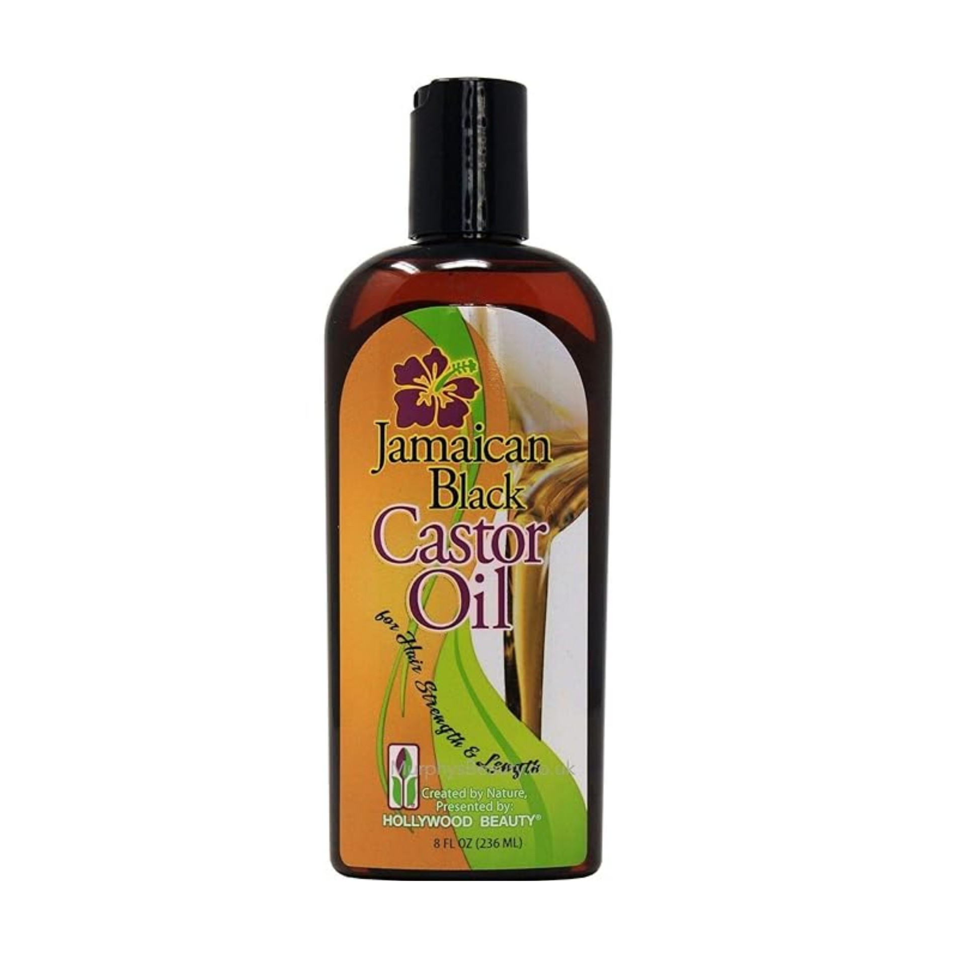 Hollywood Beauty Jamaican Black Castor Oil 8 fl oz amber bottle, front label