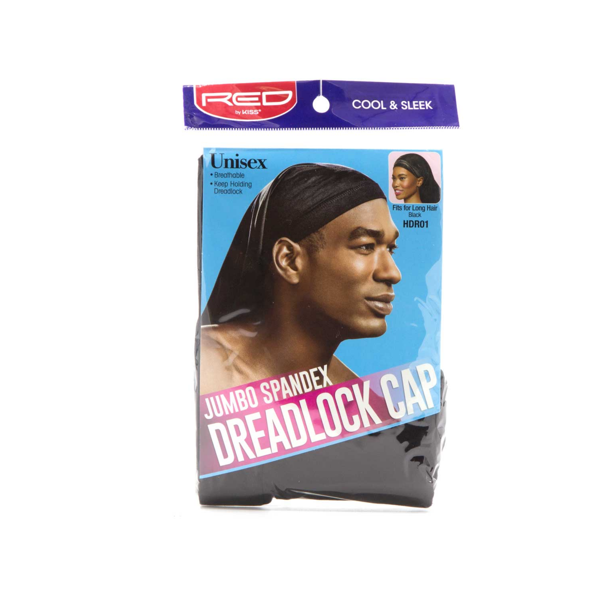 Black jumbo spandex dreadlock cap designed for long and thick dreadlocks